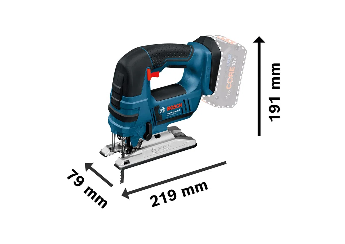 Bosch Professional 18V System scie sauteuse sans-fil GST 18 V-LI S (poignée étrier, profondeur coupe bois/alu/métal : 120/20/8 mm, 3 lames, pare-éclats, sans batterie ni chargeur, dans boîte carton)
