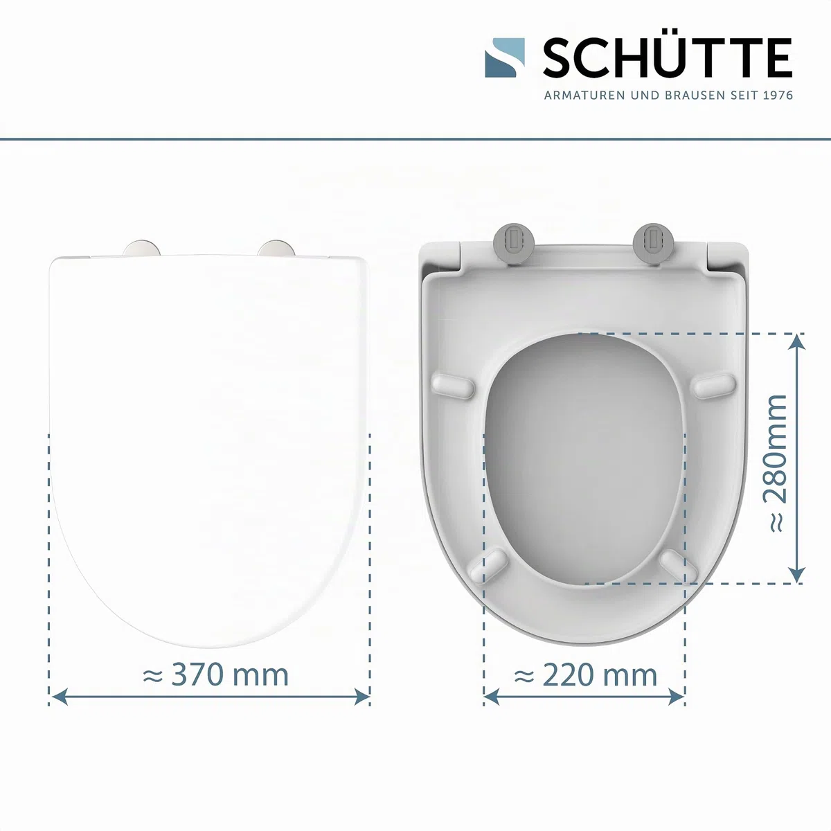 SCHÜTTE Abattant WC compatible avec Geberit Renova, Laufen Moderna, avec système d'abaissement automatique, fabriqué en UE, couvercle de toilette amovible en Duroplast incassable, couvercle de