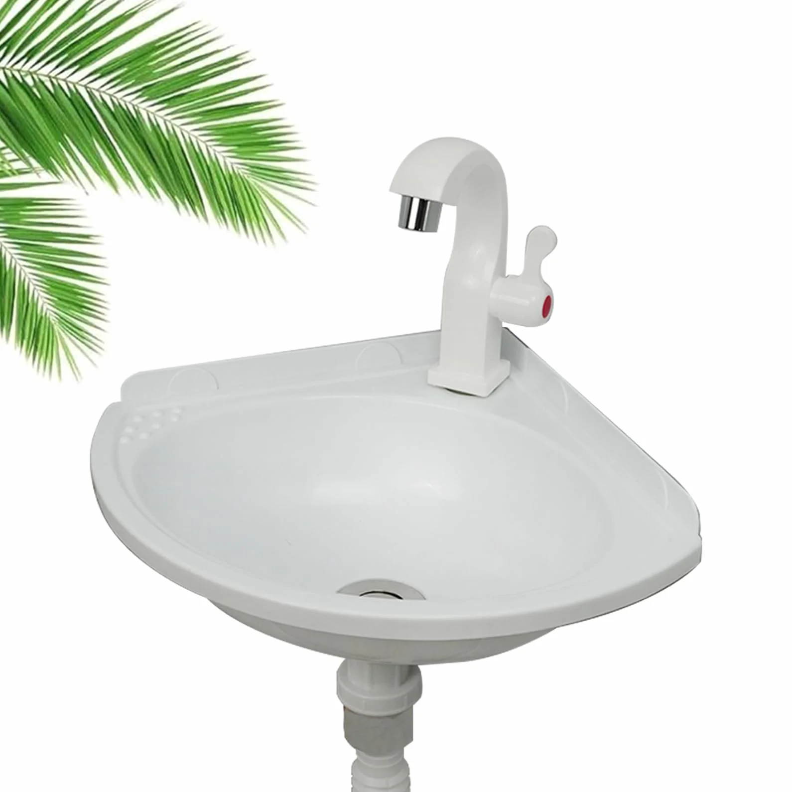 Lavabo d'angle Petit Évier Mural en Plastique Lavabos de Salle de Bain Suspendre Mini Lavabo de Camping-car, Lave-Mains d'angle Extérieur Pour Caravane Toilettes Sous-sol