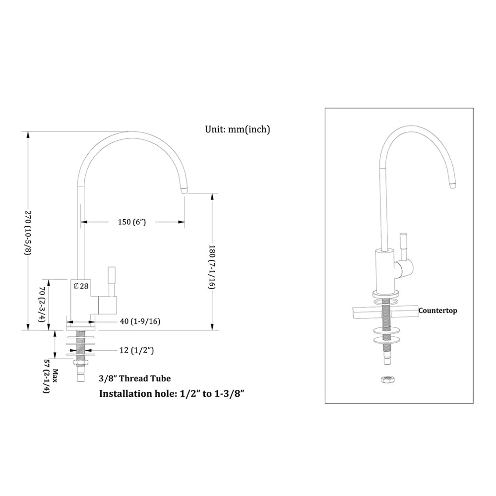 Havin RO Robinet de filtre à eau, robinet d'eau potable compatible avec la plupart des systèmes de filtration d'eau, robinet à osmose inverse de cuisine, robinet d'évier de bar, robinet filtrant,