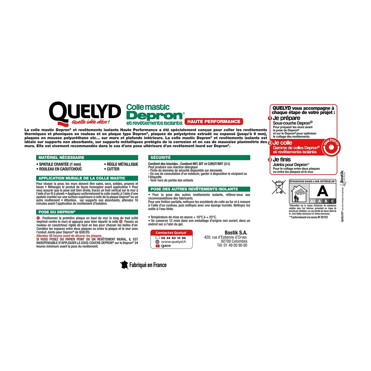 Quelyd 30601868 Colle Mastic DEPRON et revêtements isolants Haute Performance 6 Kg & Quelyd Joints pour Depron – Colle Joint pour Plaques d’Isolation Thermique Depron Quelyd – Couleur : Blanc