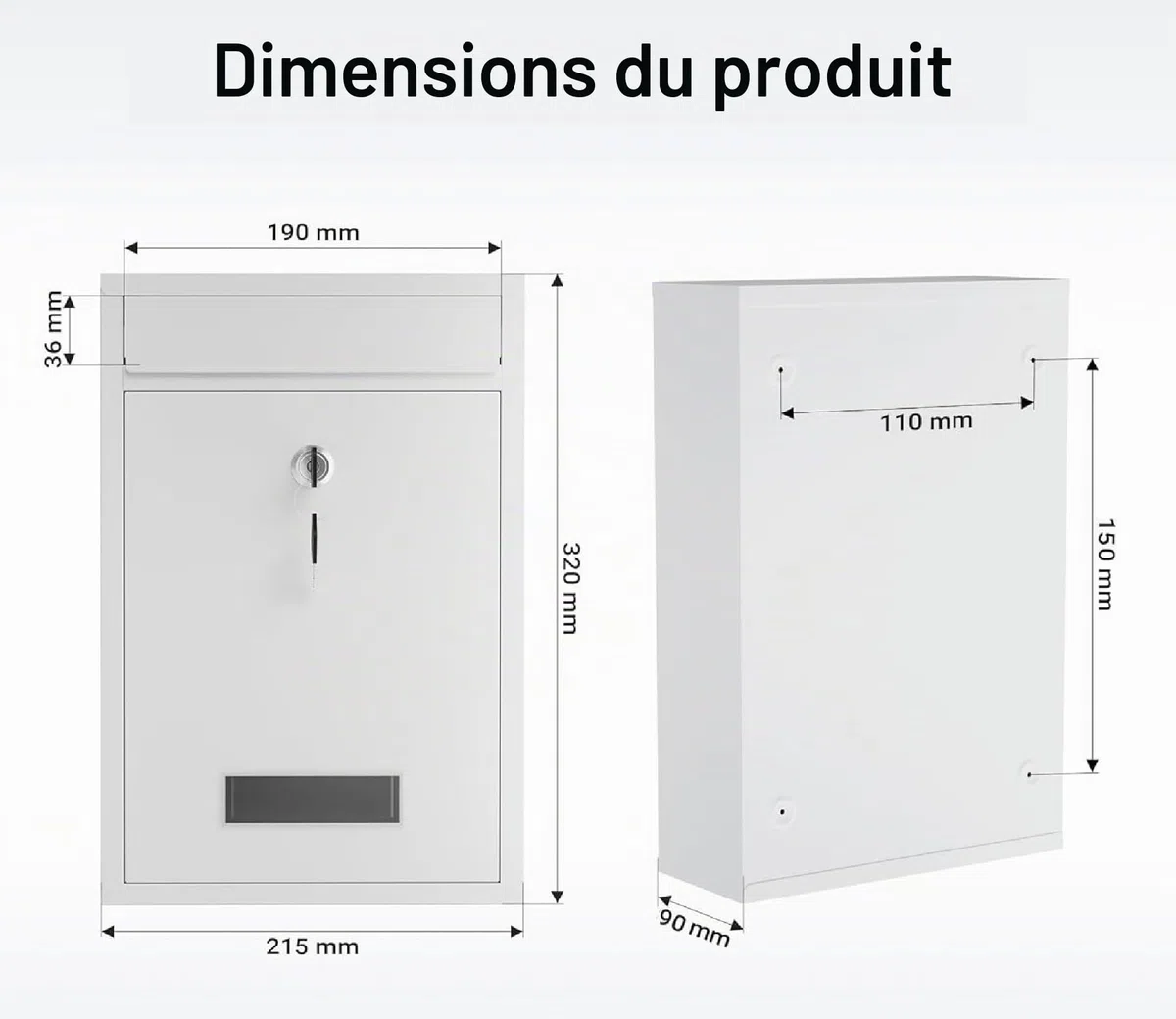Kippen 10006AG - Boîte aux Lettres modèle Mail de Couleur Verte. Dimensions : 320 x 215 x 90 mm.