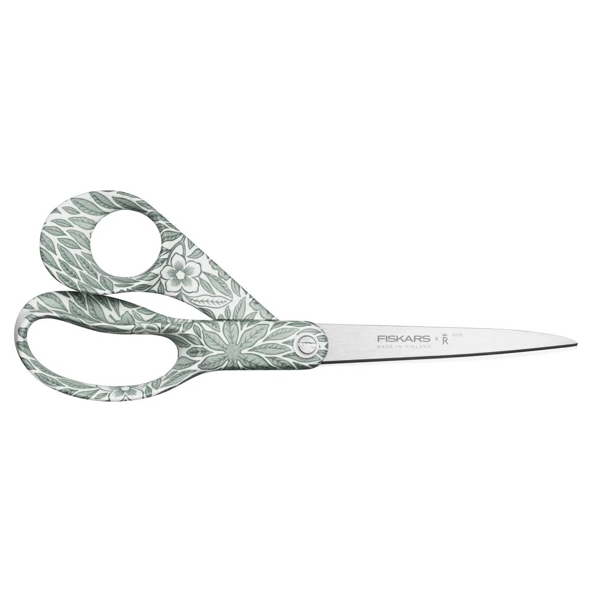 Fiskars Ciseaux FXR 21 cm, Ostindia Floris, Fabriqués en Finlande, Lames en Acier Inoxydable Affûtées avec Précision HRC 57, Manche Ergonomique avec Motif Ostindia, Vert, 1087488