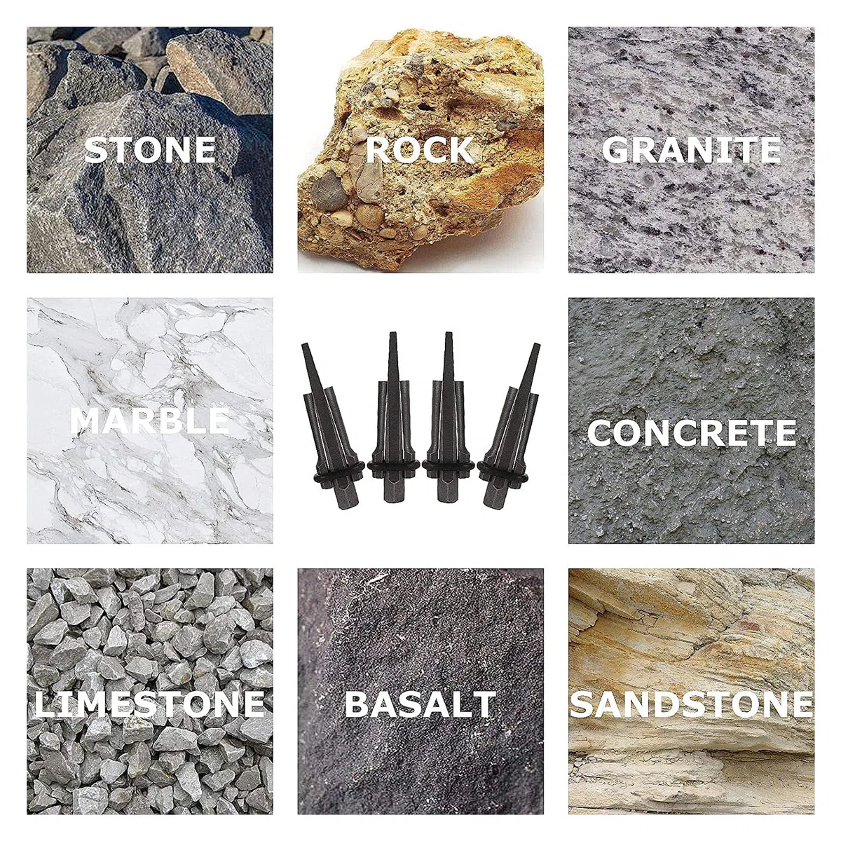 DEWIN Coin Éclateur Pierre, 10 Pièce 16 mm Cales et Cales Prise Ensemble Séparateur Pierre Outils à Main Fendage Roche en Béton Granit pour Béton Marbre Granit Sculpteurs et Tailleurs