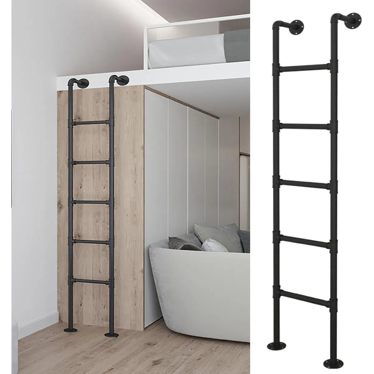 Échelle de Sortie d'urgence pour puits de fenêtre, échelle de lit mezzanine en métal fixée au Mur, échelle de lit superposé en Fer Industriel, échelles d'escalade intérieures et extérieures