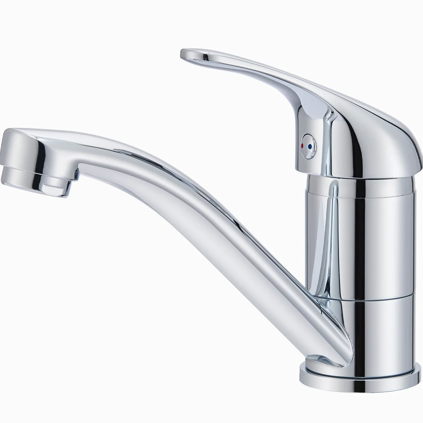 Robinet Salle de Bain Mitigeur Lavabo Chromé, Petit Robinet Lave Main Acier Inox, Aérateur Amovible, Chaud et Froid Réglable, Hauteur de Bec de 87 mm