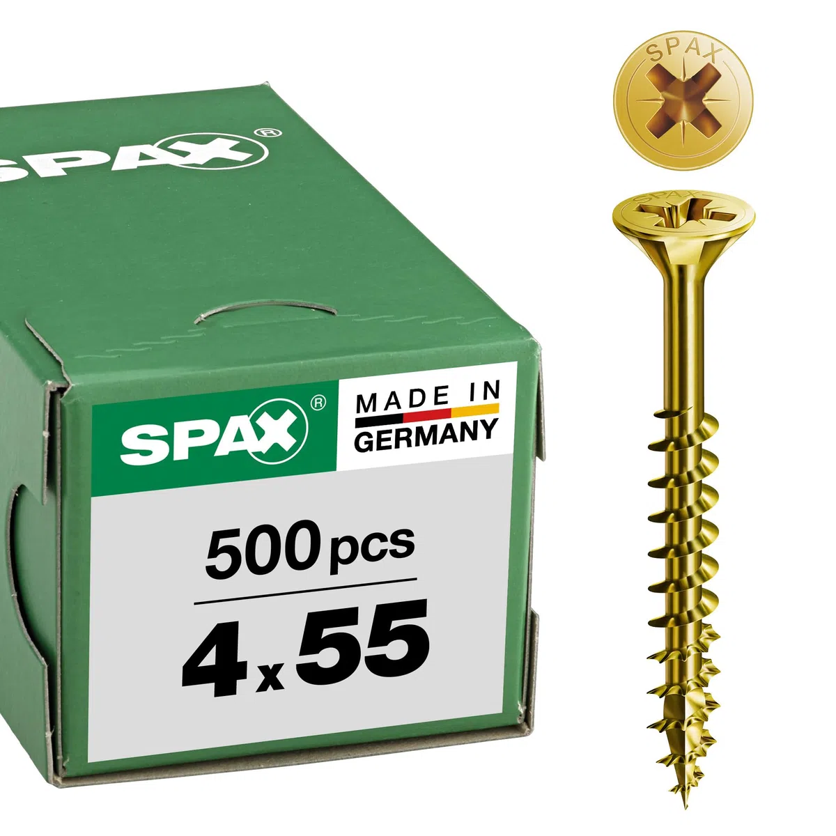 SPAX Vis universelle, 4 x 55 mm, 500 pièces, Filetage partiel, Tête fraisée, Cruciforme Z2, 4CUT, YELLOX - 0291020400555