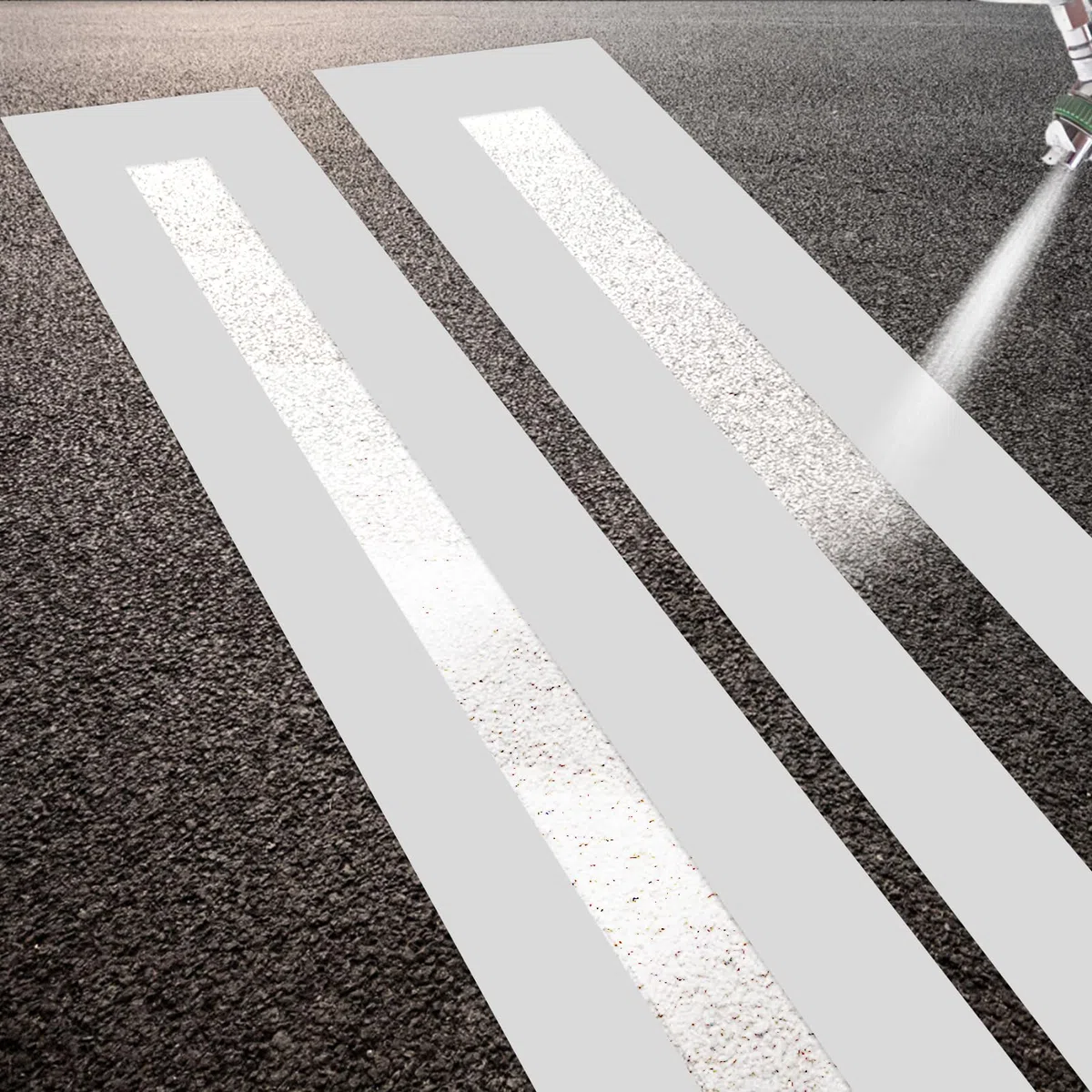 Lot de 2 pochoirs en silicone pliables et réutilisables pour peindre les lignes de stationnement et de trottoir pour pavage en béton asphalte, 10 x 274,3 cm