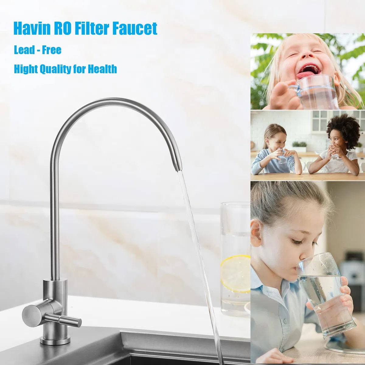 Havin RO Robinet de filtre à eau, robinet d'eau potable compatible avec la plupart des systèmes de filtration d'eau, robinet à osmose inverse de cuisine, robinet d'évier de bar, robinet filtrant,