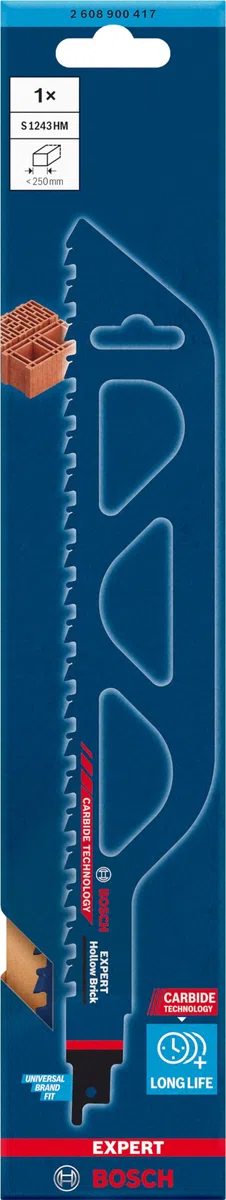 Bosch Professional 1x Lame de scie sabre Expert `Hollow Brick` S 1243 HM (pour Bloc de construction, Longueur 300 mm, Accessoires Scie sabre)