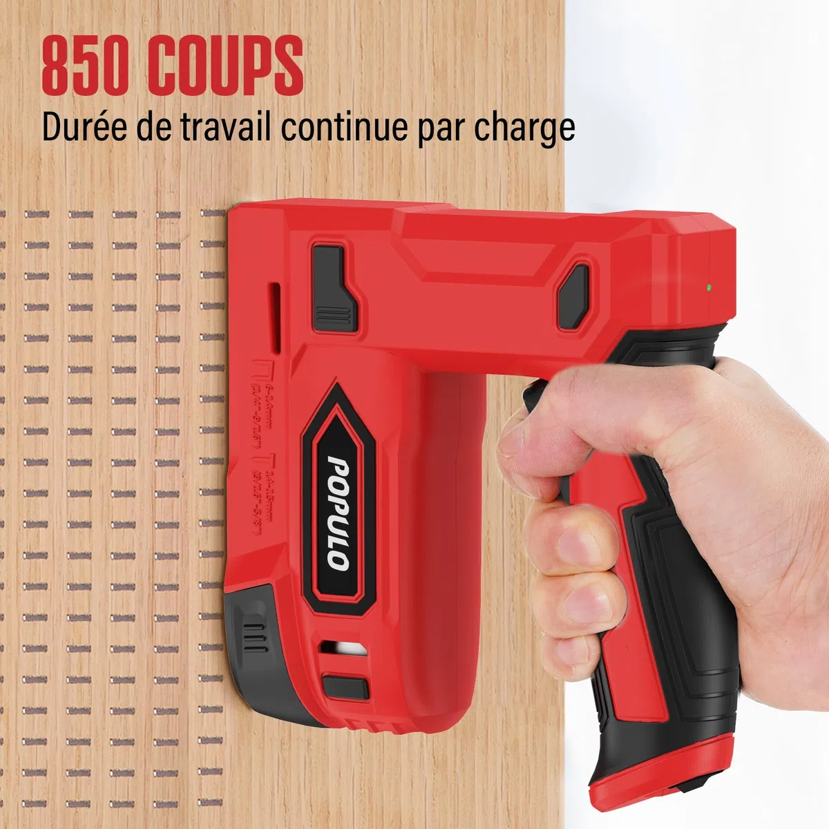 POPULO Agrafeuse électrique 2-en-1 sans fil 4 V lithium-ion avec charge USB-C – inclut arrache-clou, agrafes et clous pour tapisserie, réparation de meubles, moquette et bricolage maison