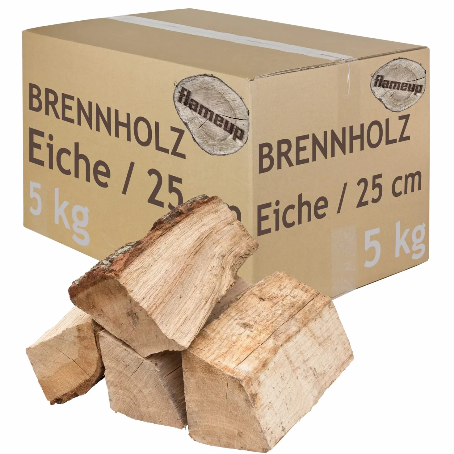 Bois de chauffage en chêne, 5 à 500 kg, pour poêle et cheminée, brasero, barbecue, bûches de bois, 25 cm, séché dans une chambre flameup