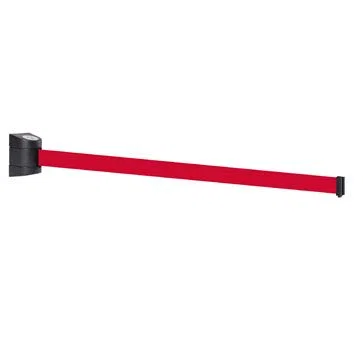 Barrière de ceinture rétractable de 4,5 m avec boîtier mural en plastique ABS, fonction de verrouillage automatique, barrière murale serpentine de sécurité rétractable pour le contrôle de