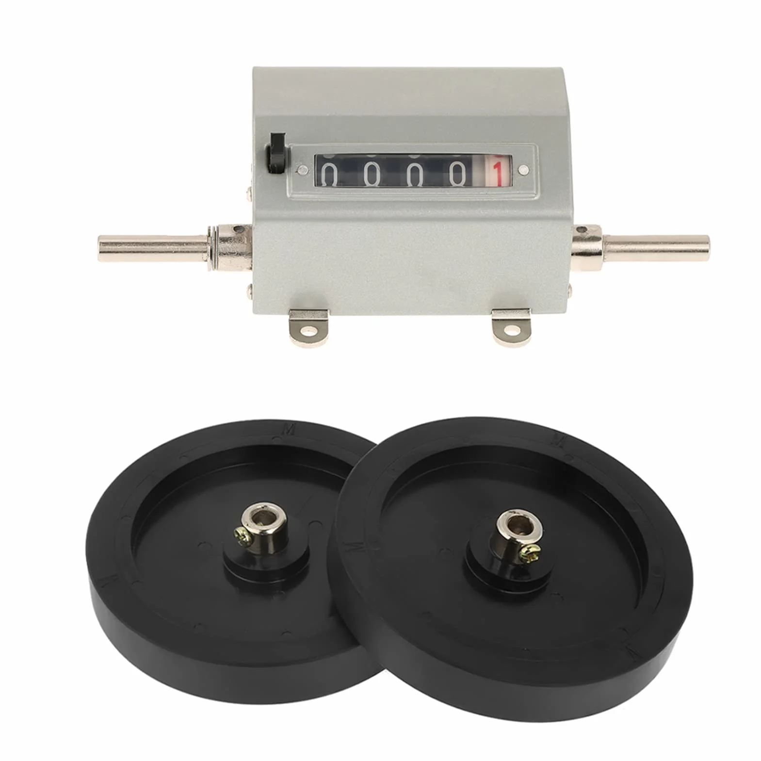 Compteur de Mesure Mètres Corde Câble Longueur Compteur Métal 1Pc Roue Roulante 5 Chiffres 0 9999.9 Longueur Compteur Vitesse Maximale 350 Tr/min Gris Réinitialiser