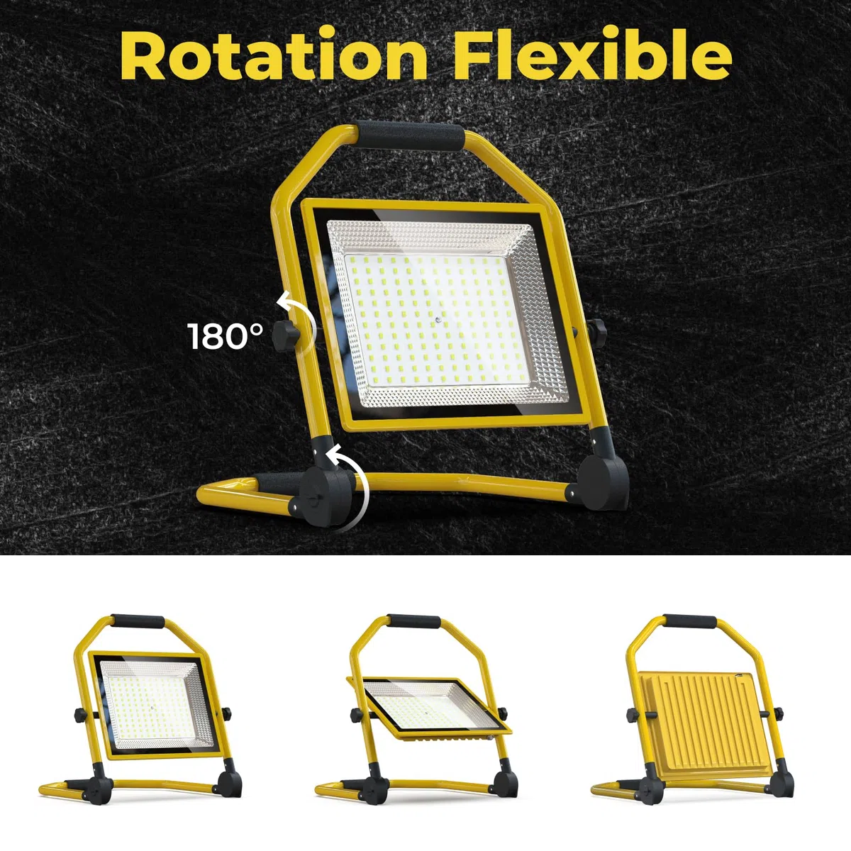 Projecteur de Chantier à LED 16500 Lumens, Câble 16FT, 6500k, étanche, Support Réglable Idéal pour les Ateliers Intérieurs et Extérieurs, les Garages et les Chantiers de Construction (150W)