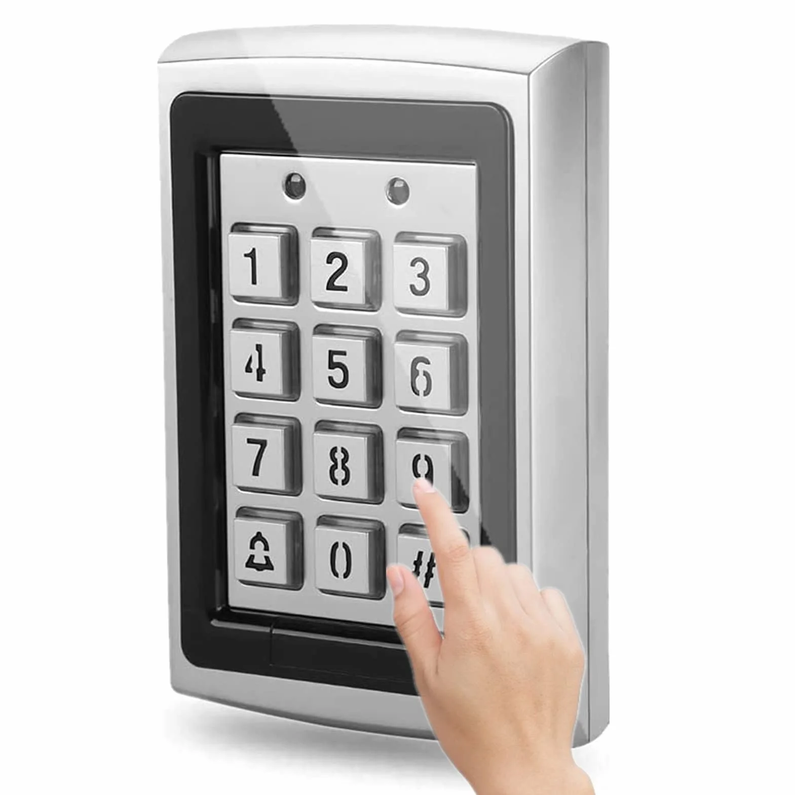Contrôle d'accès pour porte – Clavier à code 125 kHz avec boîtier métallique, lecture RFID et mot de passe, pour serrure intelligente (argent)
