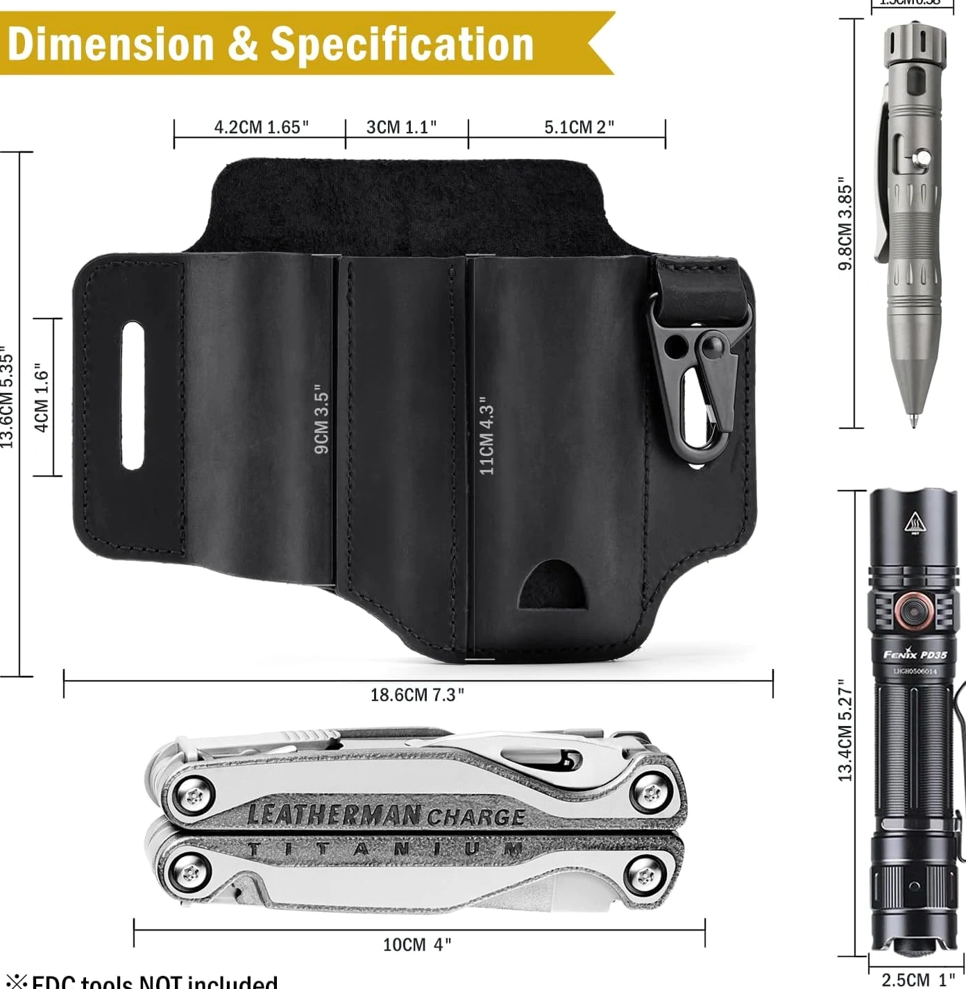 VIPERADE PJ29 EDC Gaine en Cuir, Multi-Outils et Étui à Outils