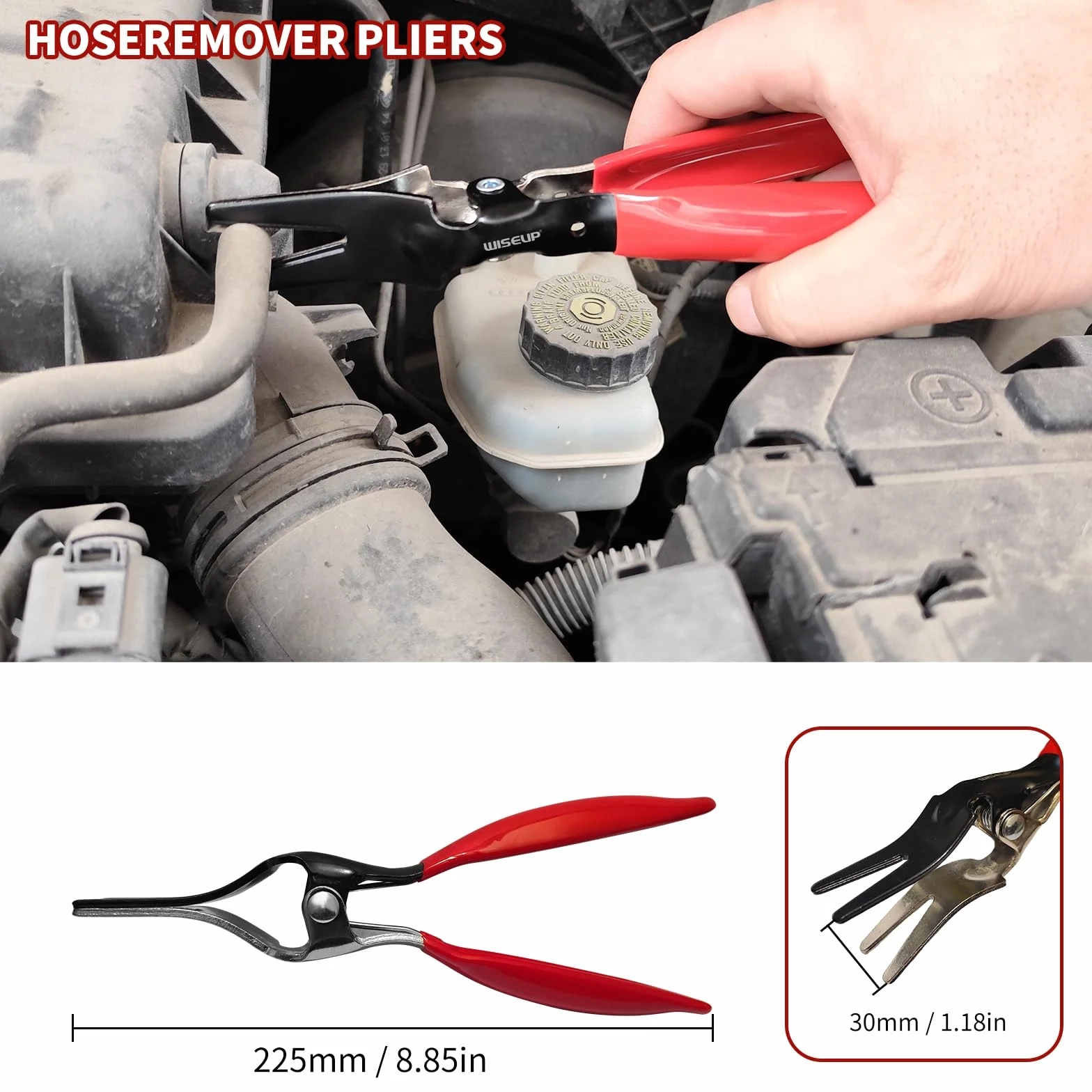 WISEUP Pince pour Tuyau de Carburant 8 en 1 - Déconnexion Électrique, Retrait de Tuyau, Goupille Poussoir, Étrier de Filtre à Carburant de 22,9 cm pour Entretien Automobile