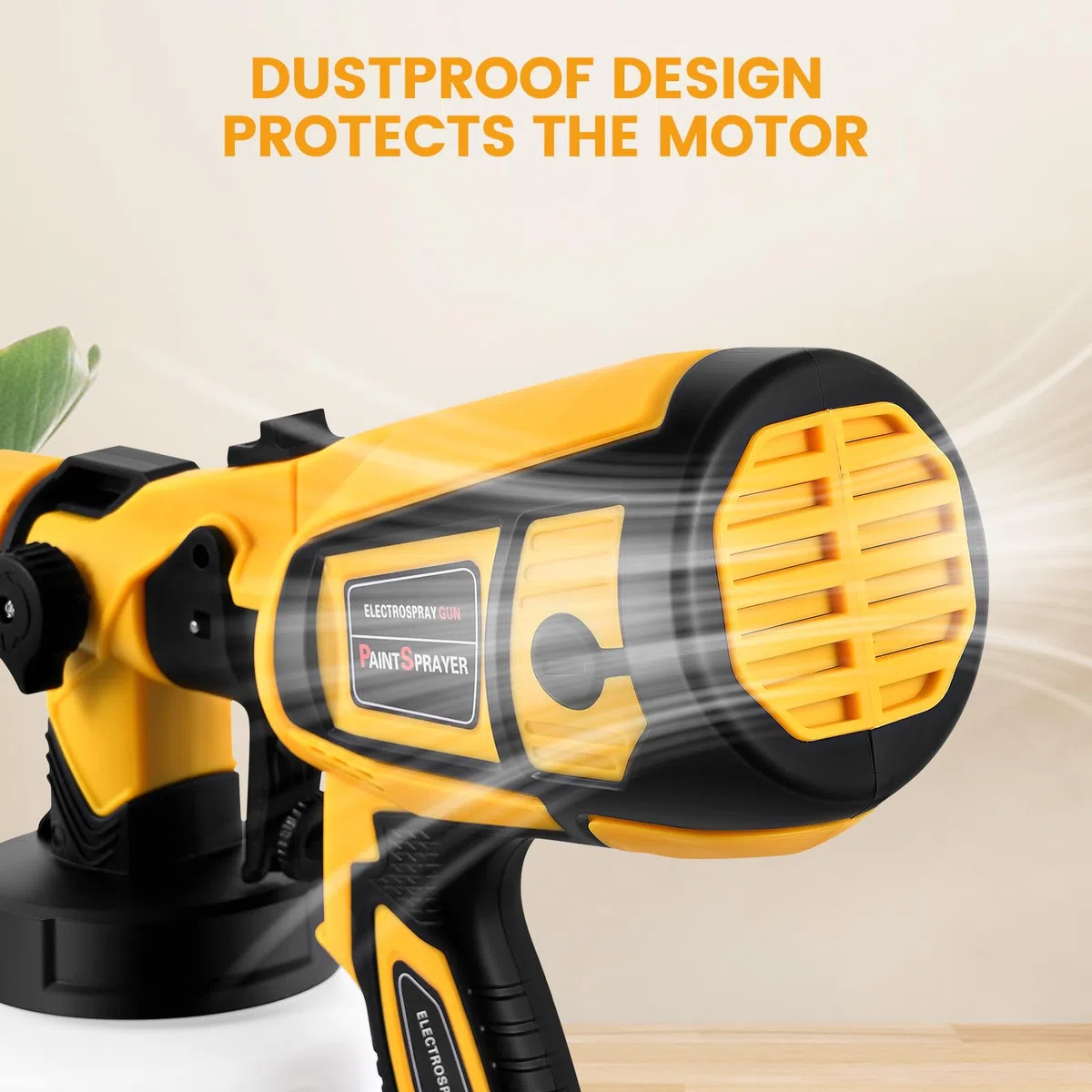 Pistolet a Peinture, 800W Pistolet a Peinture Electrique, 1400ml HVLP Pistolet Peindre avec 5 Buses et 3 Motifs, pour Meubles, Armoires, Clôture, Plafonds, Murs, Porte, Jaune