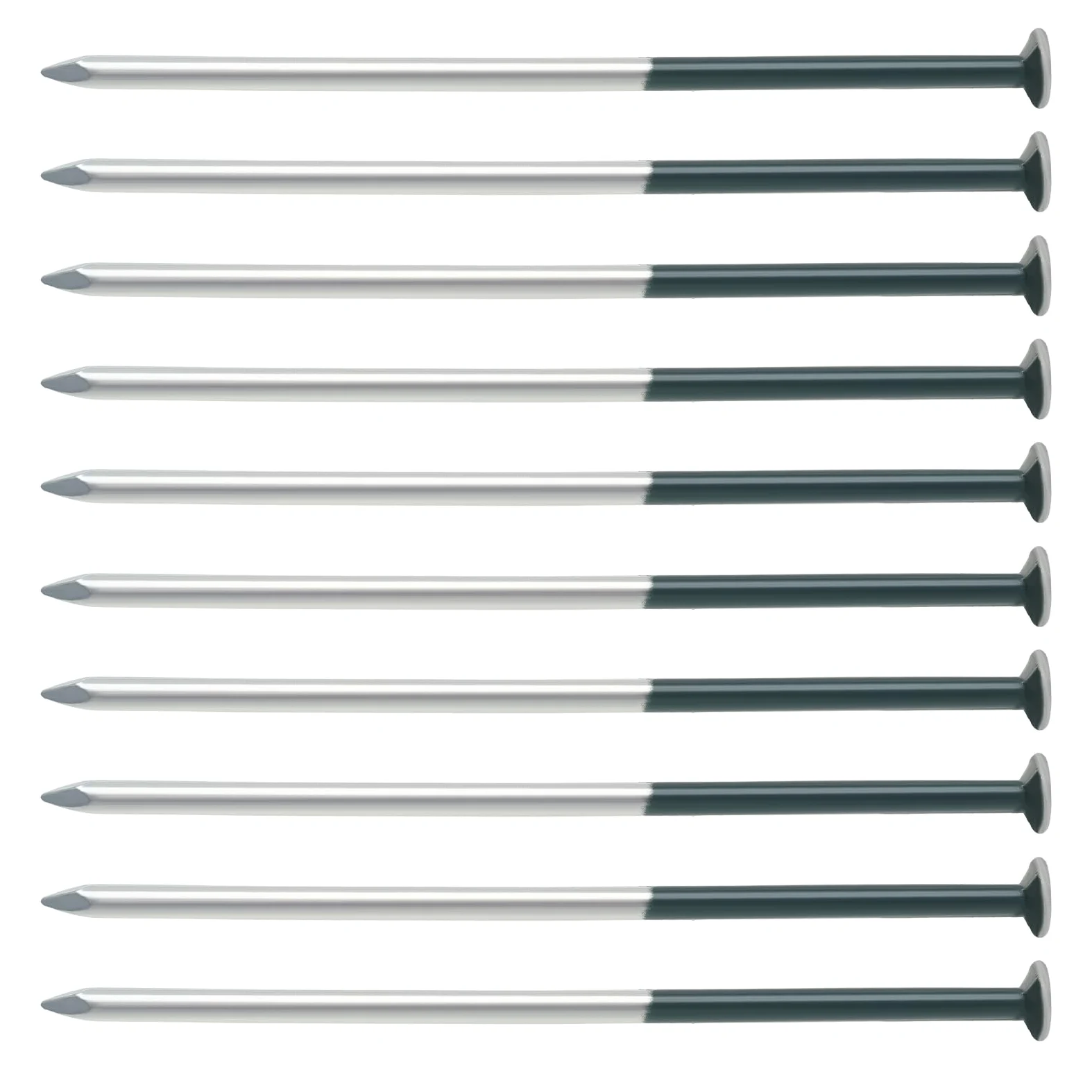 Lot de 50 clous à tête ronde galvanisés pour gazon artificiel Vert foncé 5 mm x 150 mm