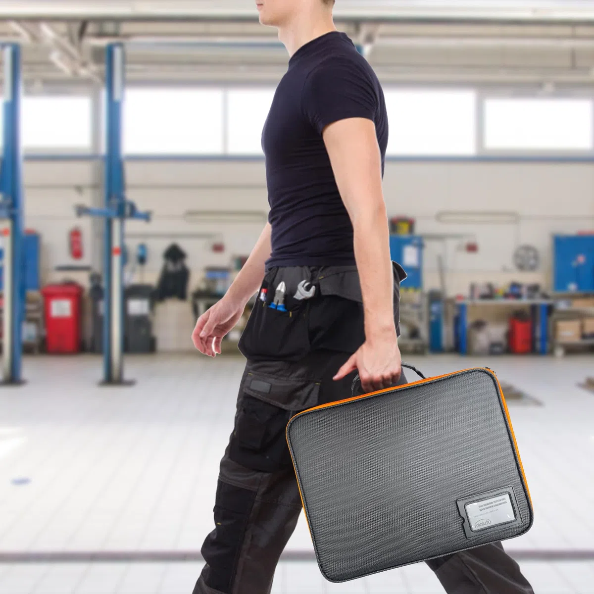 38.5 x 32 x 10 cm Caisses à Outils avec Cloisons Réglables - Grande Mallette Rigide Portable pour Batteries/Chargeurs, Boîtes Sacs Porte-outils pour, Rangement Étanche Antipoussière Antichoc