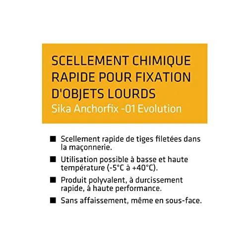 Lot de 3 résines de scellement chimique rapide SIKA Anchorfix-1 Evolution - Gris - 300ml