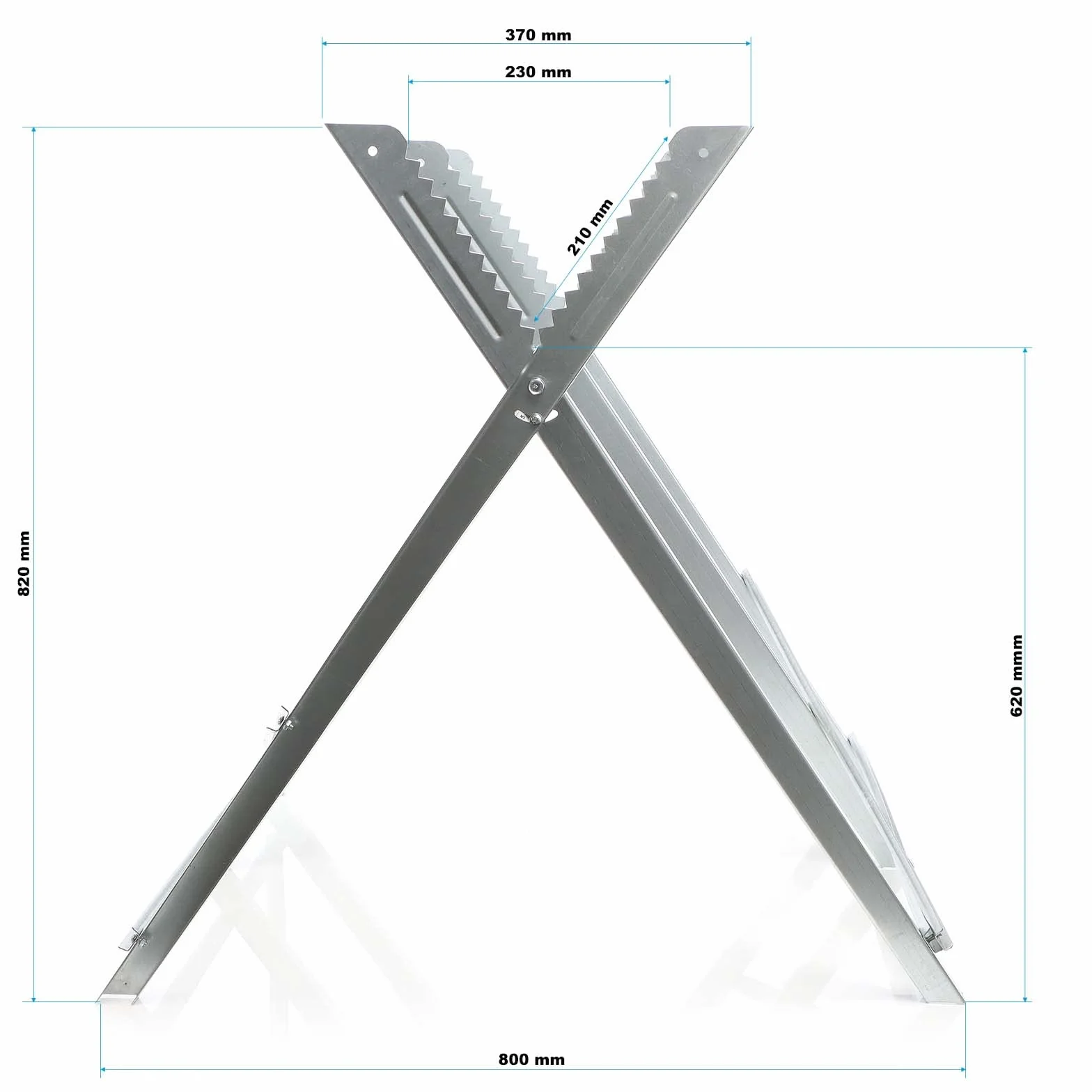 XPOtool Chevalet de sciage pliant porte bûche – 790 x 810 x 800 mm – Capacité 100 kg – en Acier galvanisé – avec Denture et 3 Support-bûches – Tréteau tronçonnage Scie Tronçonneuse Bois chauffage