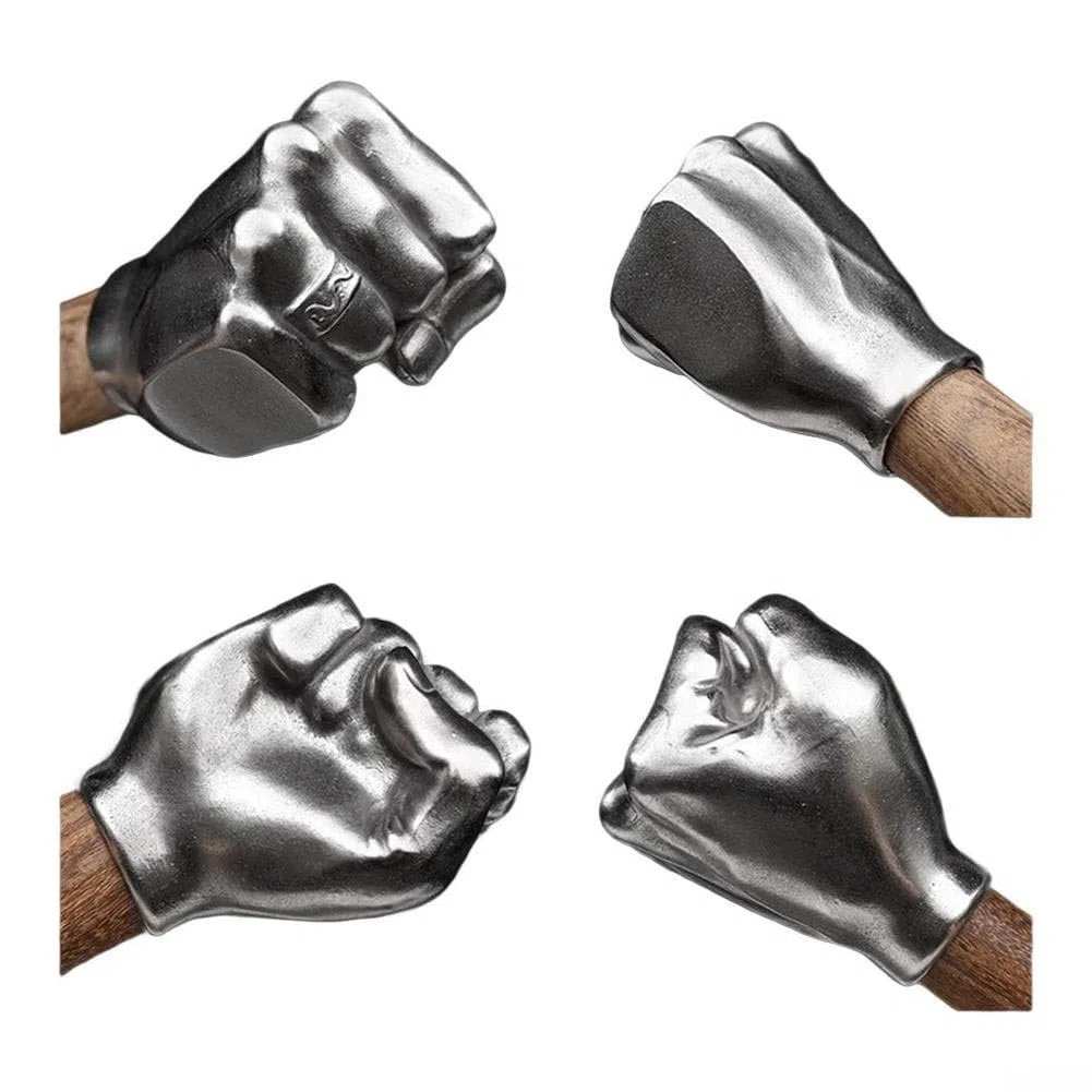 Marteau de poing décoratif en acier inoxydable avec poignée en bois antidérapante, outils à main, outil de quincaillerie pour les tâches légères (marteau de poing)