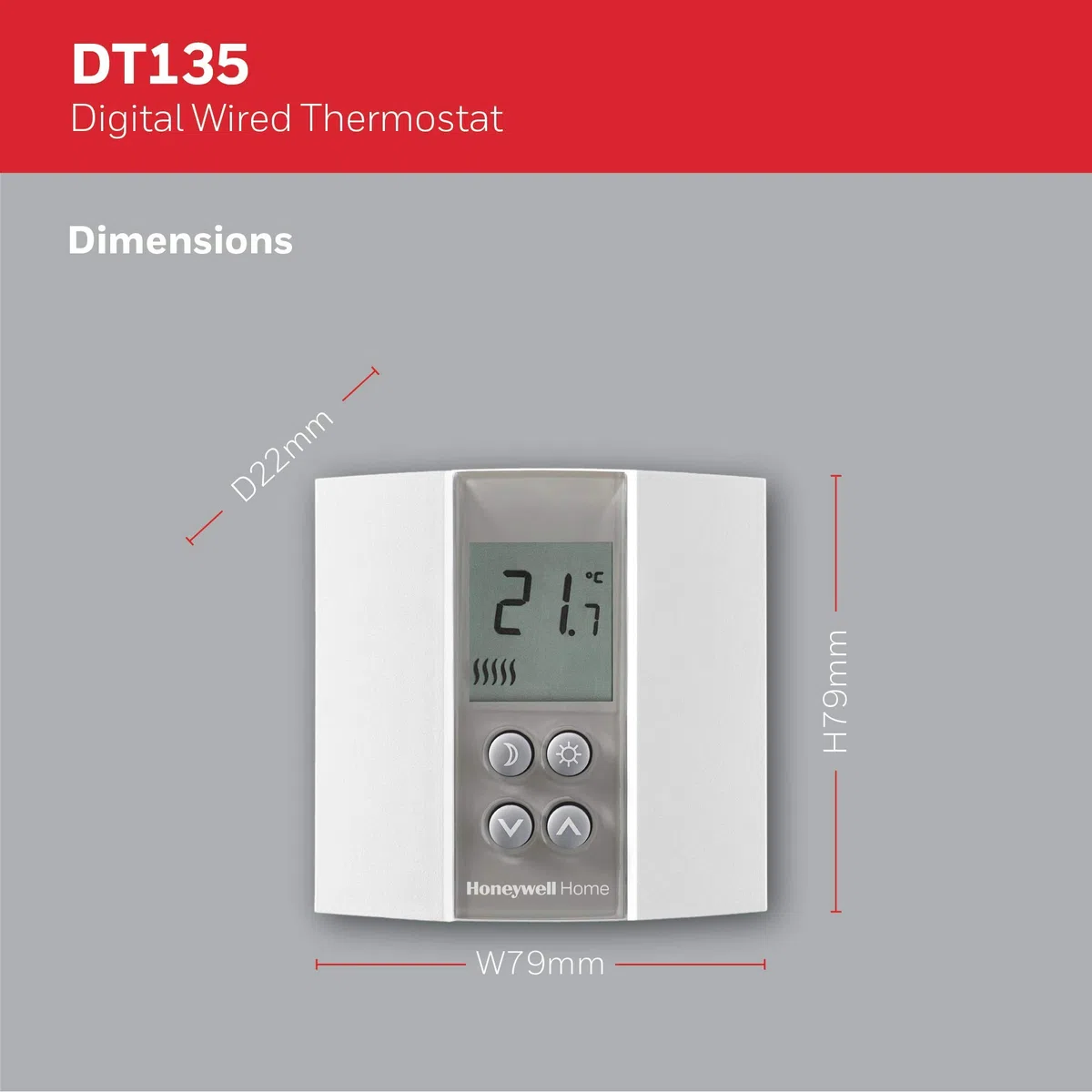Honeywell Home T135C110AEU DT135 Digital Non-Programmable Thermostat, White