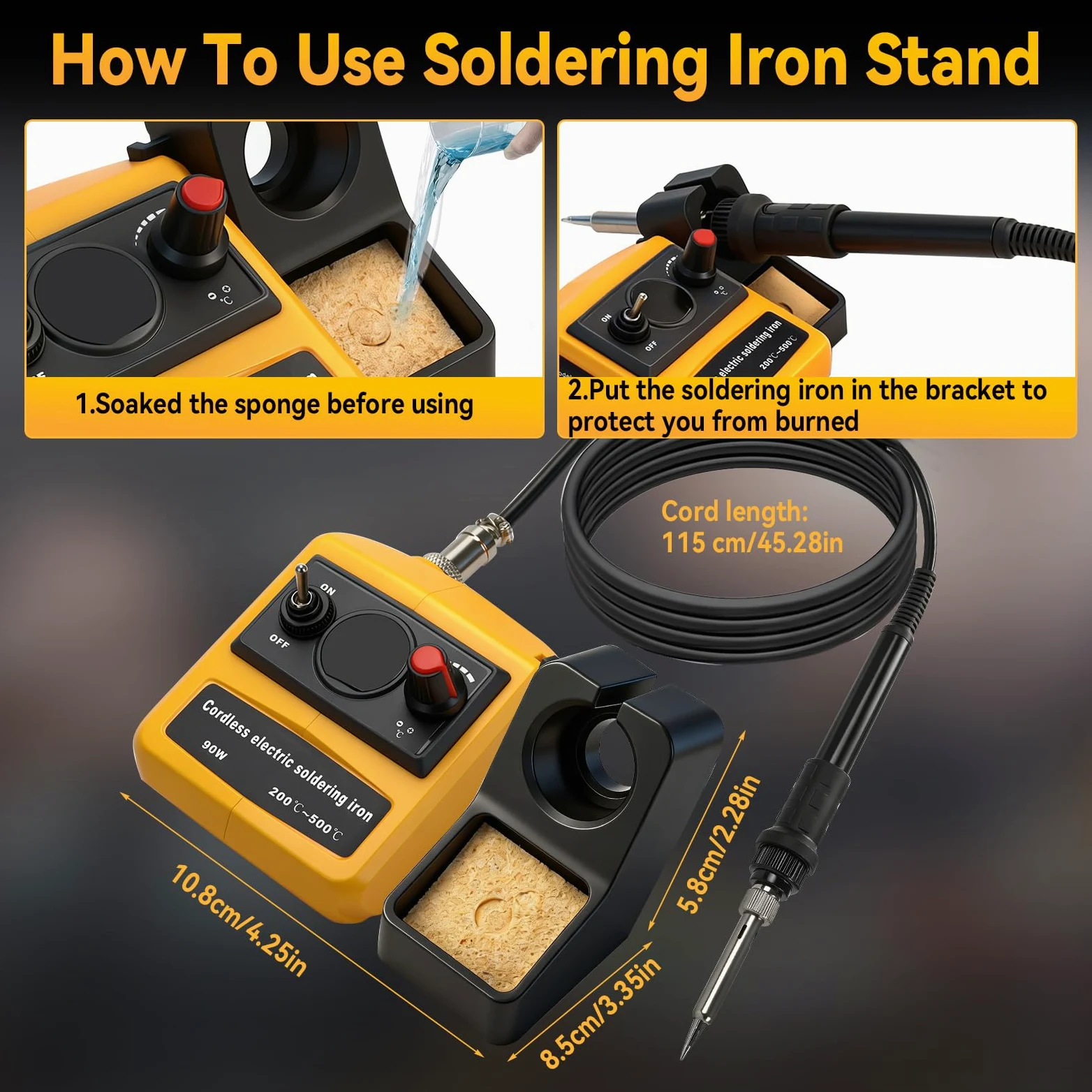 Station de fer à souder sans fil compatible avec batteries DEWALT 18 V/20 V, écran LCD numérique 90 W, station de soudure électrique avec réglage en continu de 200 à 500 ℃ pour (outil uniquement)
