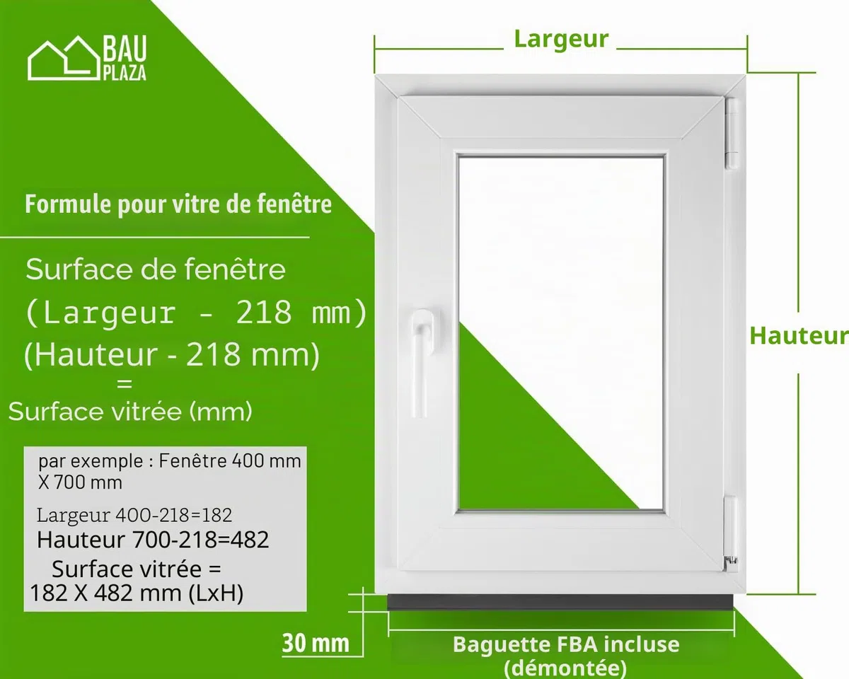 Fenêtre en PVC blanc double vitrage 4/24/4 LxH 50 x 70 cm d'ouverture Droite Toutes les tailles 500 x 700 mm Oscillo-battant 1 vantail - BauPlaza