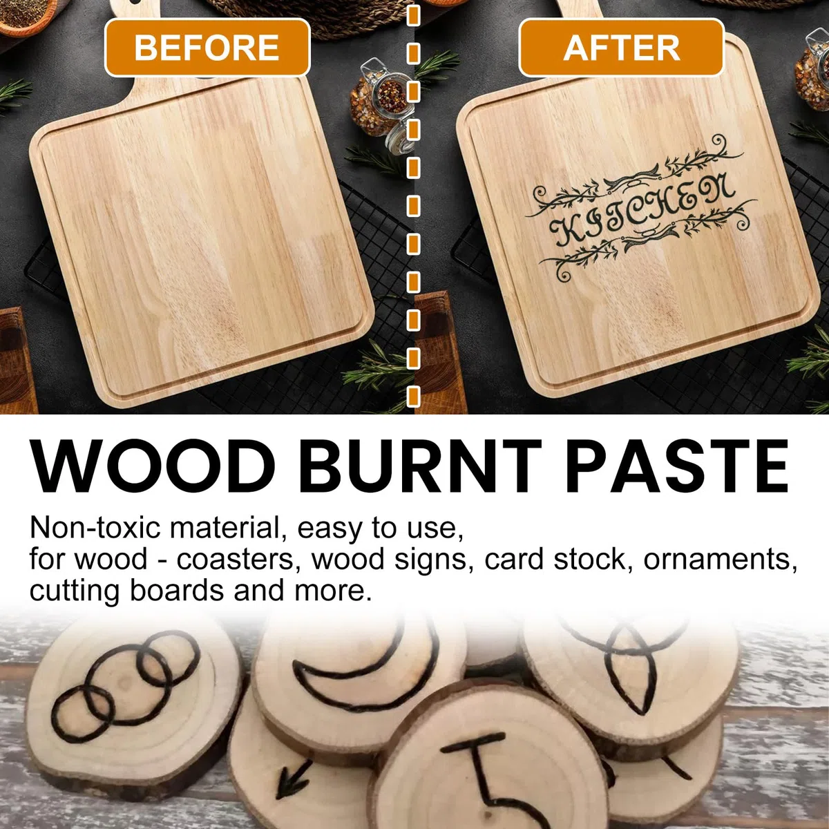 Pâte à Brûler le Bois,Pâte à Brûler pour l'artisanat du Bois,Pâte À Bois Brûlure D'artisanat En Bois,Gel à Brûler Bois,Accessoires de Pyrographie DIY pour la Peinture sur Bois,120ml