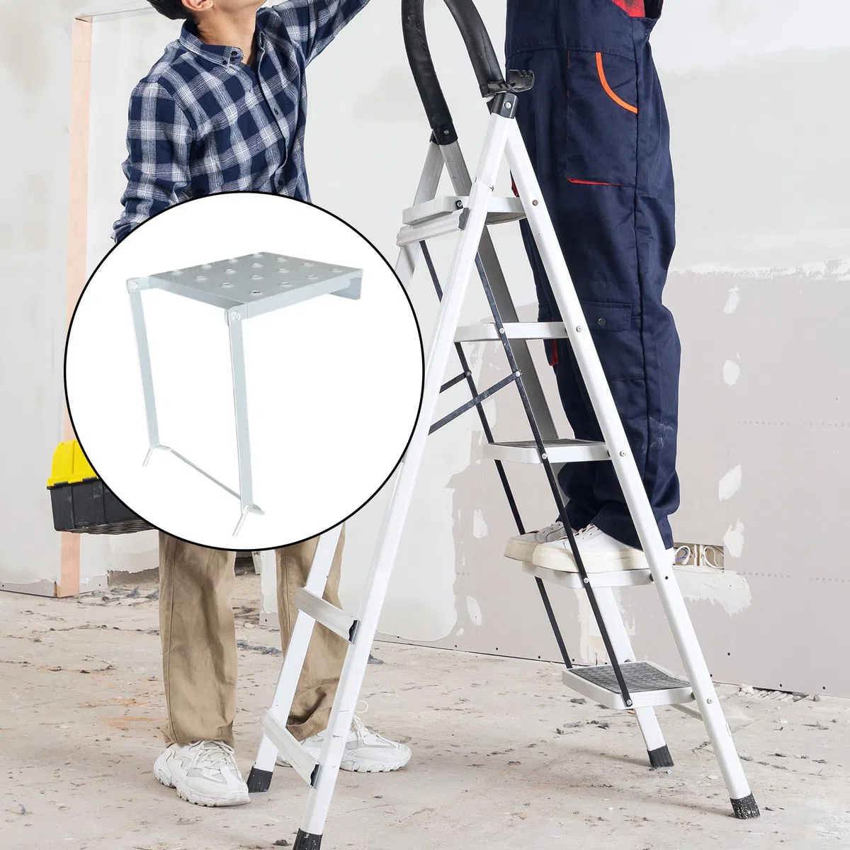 Plateforme de Travail Escabeau en Métal - Plateforme Escabeau 30 cm, Escabeaux Pliables | Plateformes Escabeaus Antidérapante, Charge Max 150 kg | Idéal pour Peintres, Électriciens, Mécaniciens