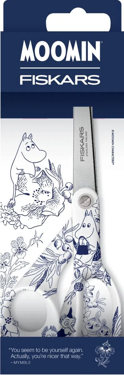 Fiskars X Moomin Ciseaux polyvalents au Design Mumin, Droitier, Longueur : 21 cm, Lames en Acier Inoxydable, Haru, 1075572