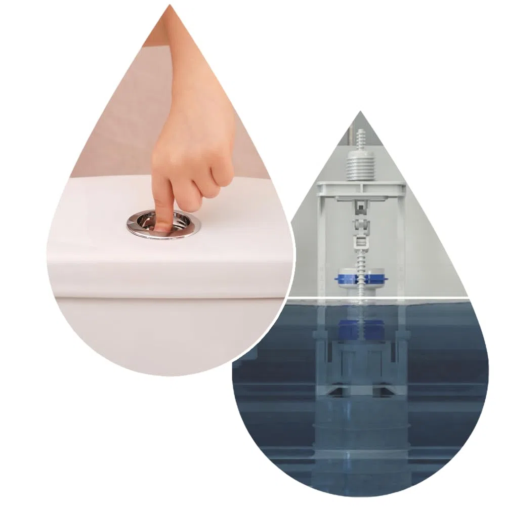 Rimex Robinet De Vidange Pour WC De Chasse D'eau 107 mm Pour Chasse D'eau WC Réservoir De WC Robinet De Chasse D'eau Avec Arrêt Avec Kit De Réparation Avec Joints Vis