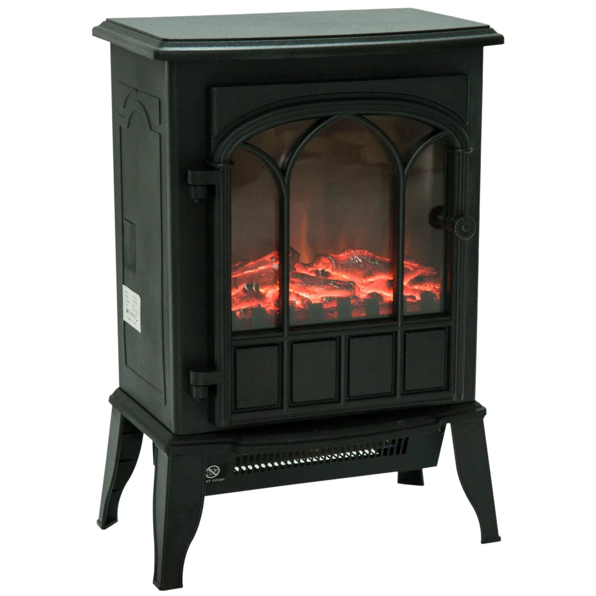 HOMCOM Cheminée électrique sur Pied 1000/2000 W, Fausse cheminée décorative avec Effet Flamme LED, Protection Contre la surchauffe, Zone de Couverture 15-30 m², Noir