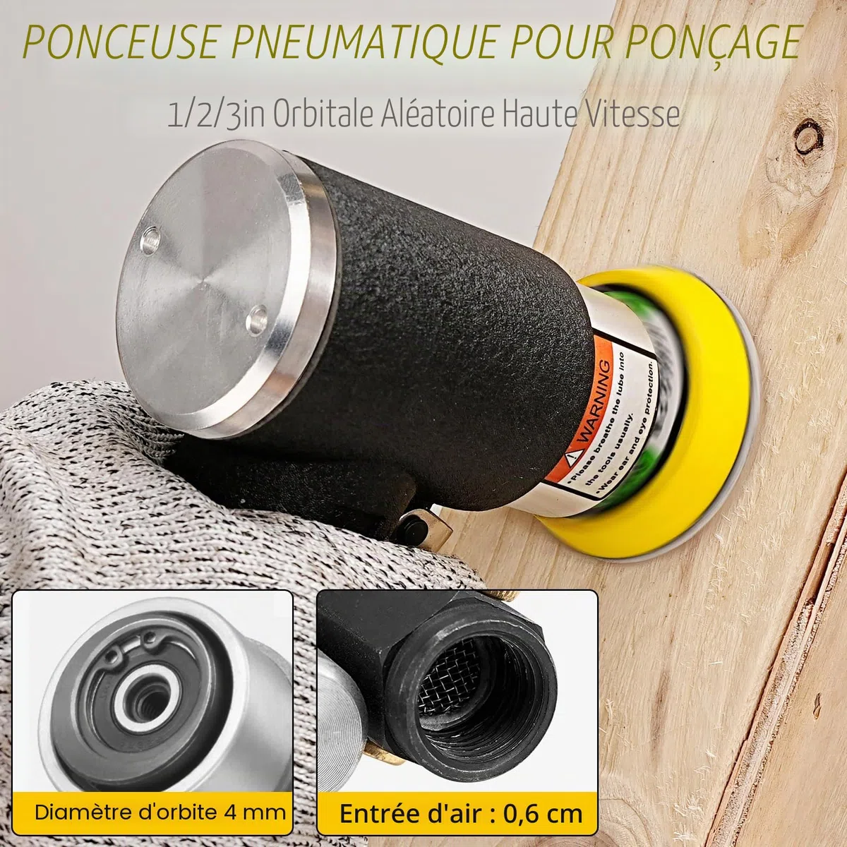 SI FANG Kit Mini Ponceuse Pneumatique, Ponceuse Orbitale 25/50/75mm avec 45 Disques Abrasifs, Ponceuse de Voiture Pneumatique à Grande Vitesse, Pour le Polissage du métal et du bois