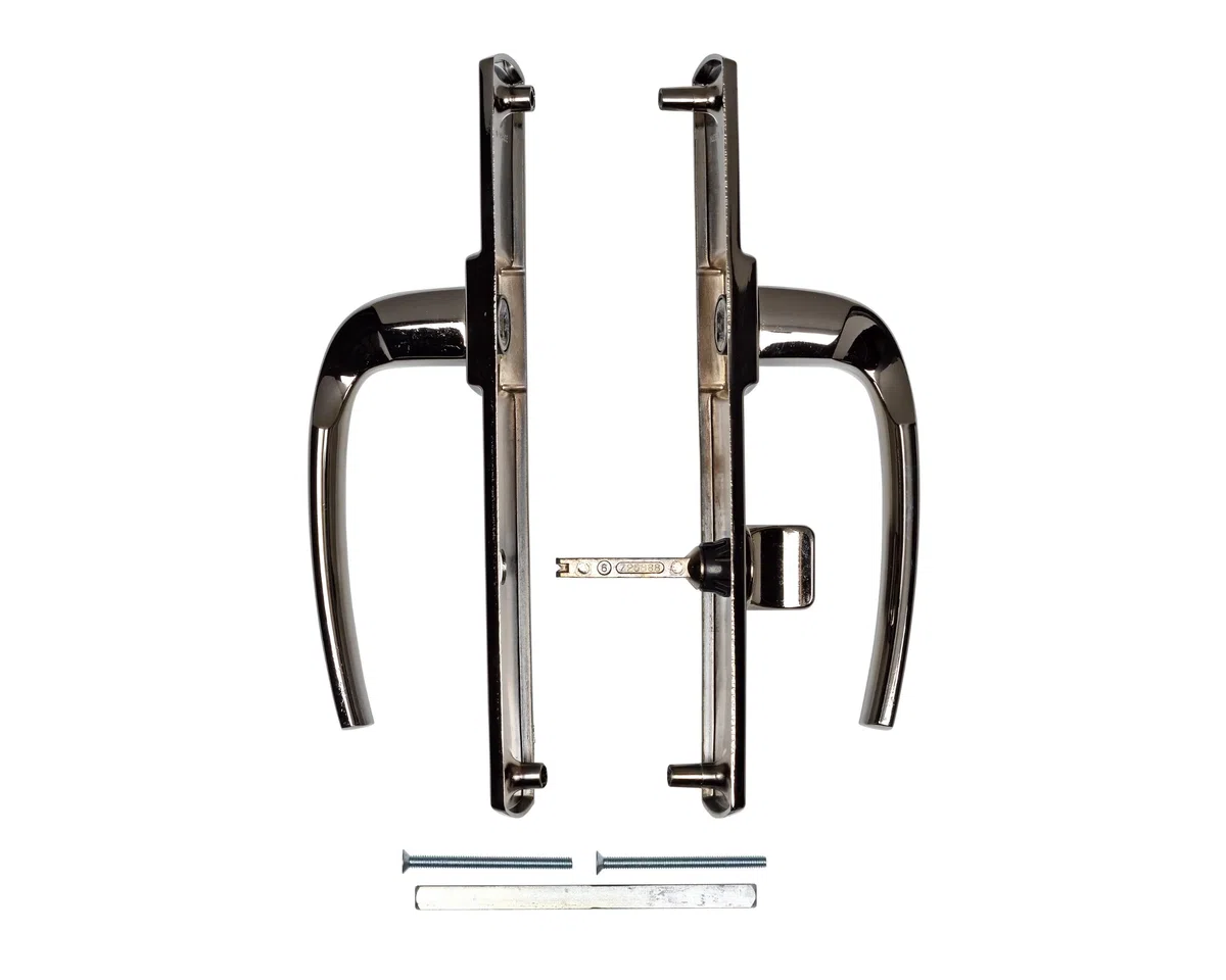 Vachette Ensemble de Poignée de Porte sur Plaque ARTIS - Version à Condamnation pour Porte de WC, Salle de Bain - Entraxe 195 mm - Matériau Zamak Résistant - Garantie 10 Ans - Finition Diamant Noir