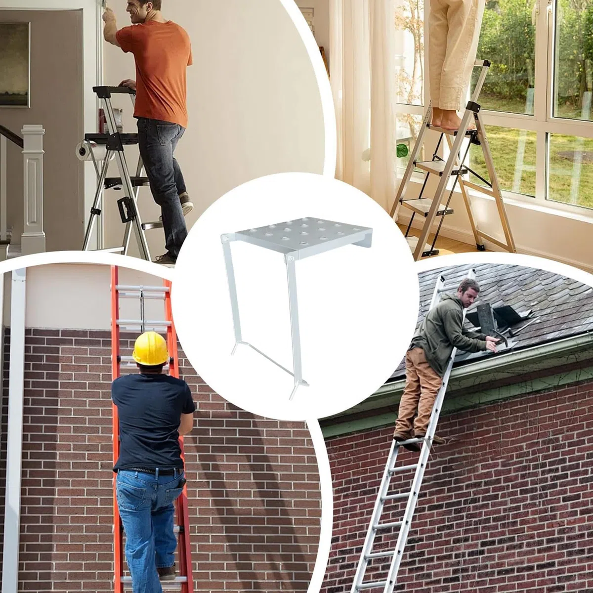 Plateforme de Travail Escabeau en Métal - Plateforme Escabeau 30 cm, Escabeaux Pliables | Plateformes Escabeaus Antidérapante, Charge Max 150 kg | Idéal pour Peintres, Électriciens, Mécaniciens