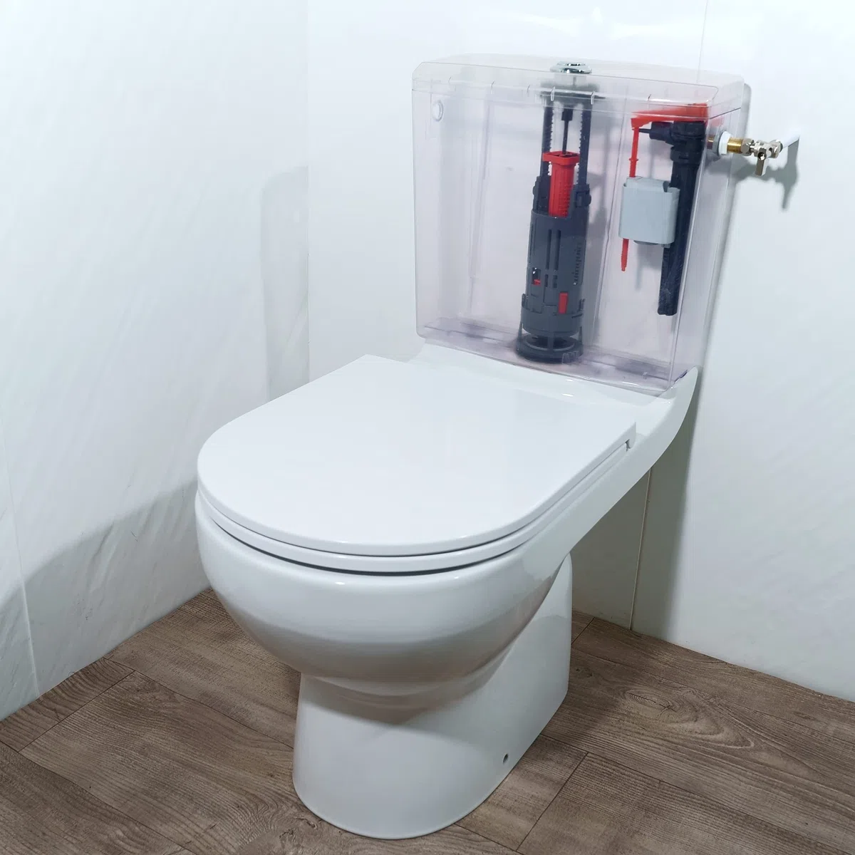 Wirquin 10723673 Mécanisme chasse d'eau wc double chasse avec bouton poussoir à étrier Wirquin One, gris | Bouton poussoir à étrier, facile à installer, économie d'eau