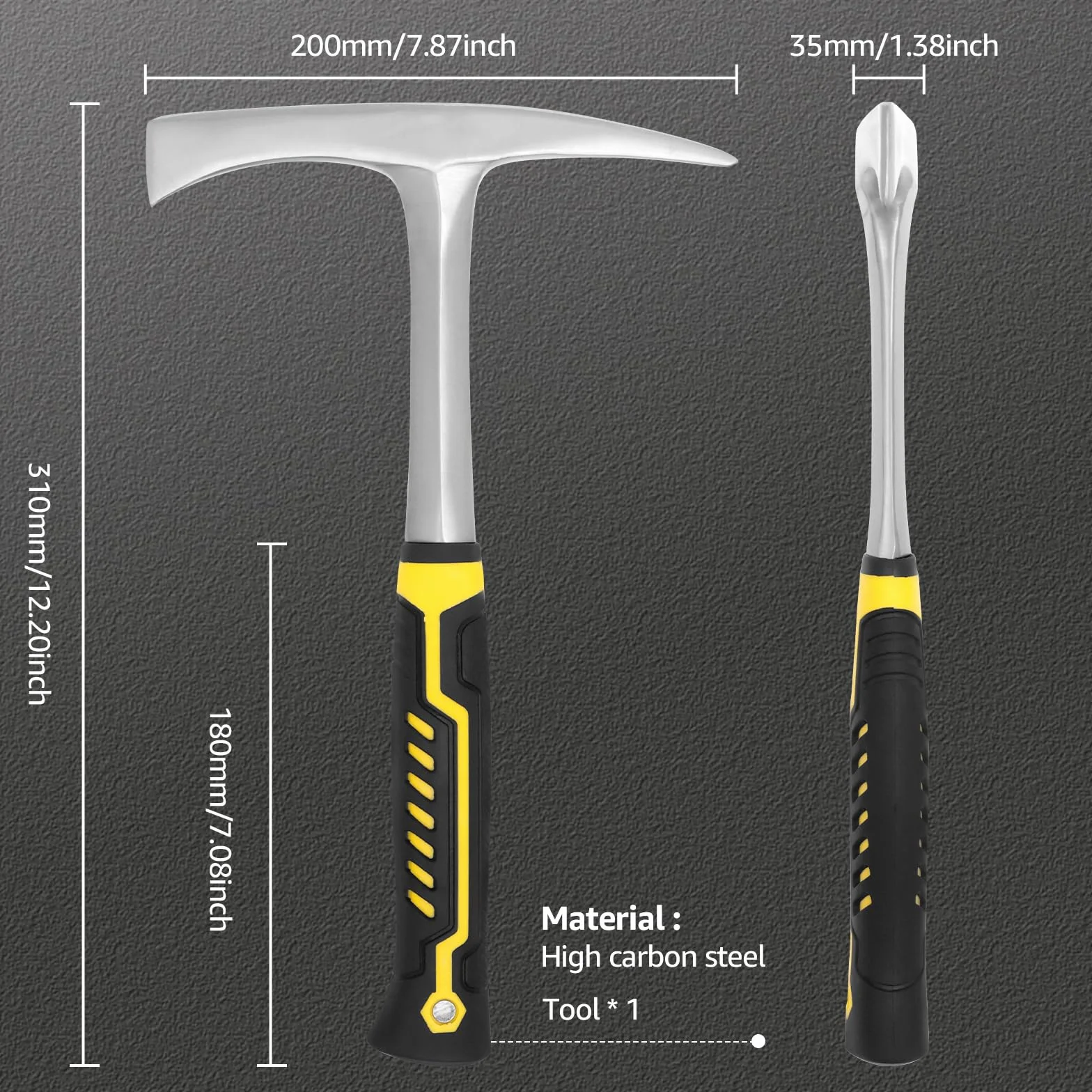 Marteau burineur 31 cm ultra aiguisé, marteau de soudage, marteau de soudage, marteau de soudure, outil robuste pour enlever les scories, avec poignée ergonomique, marteau de soudage, marteau à chipi