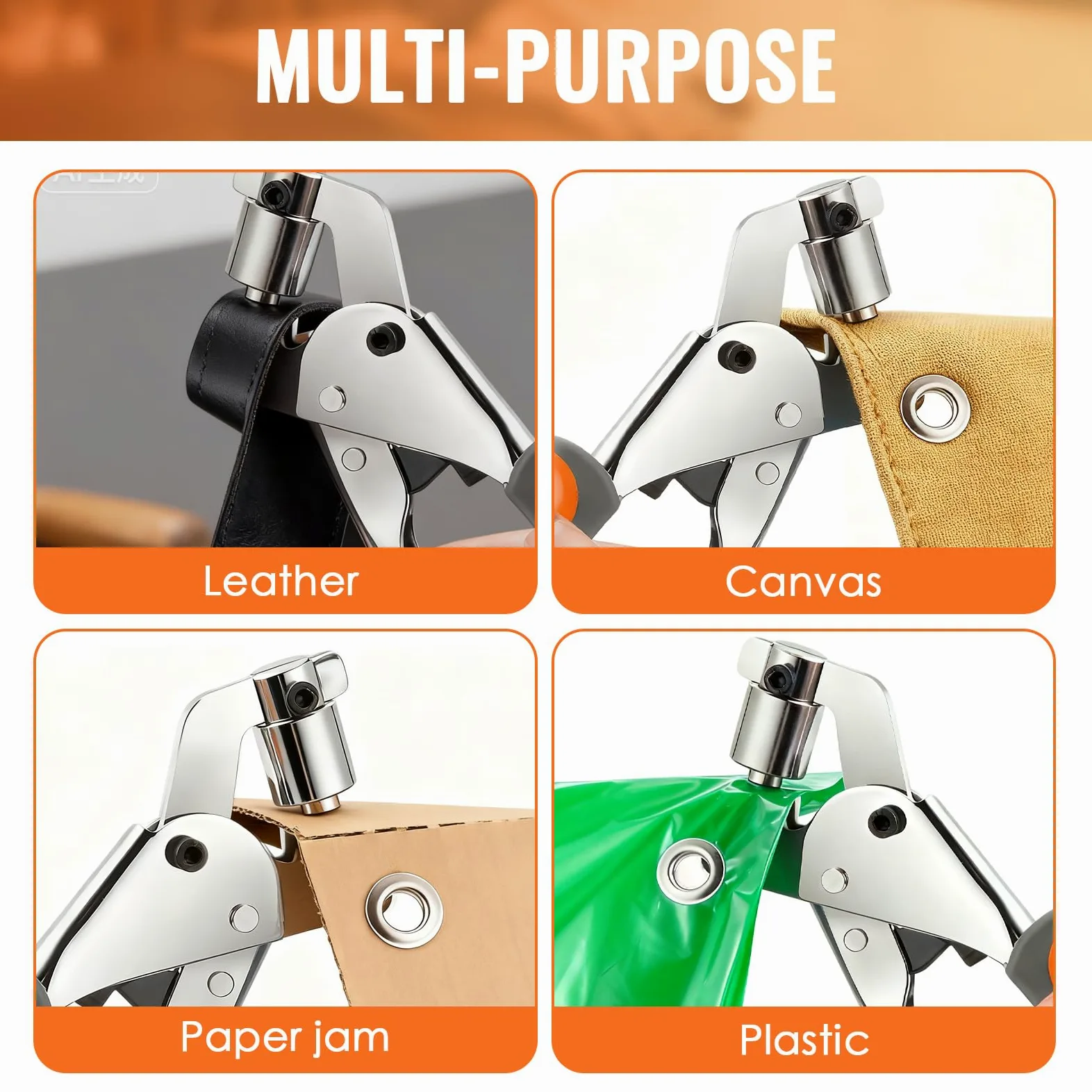 Pince à Oeillets Métalliques Kit, Pince perforeuse avec 200 Oeils de Ø 10 mm, Pinces a Oeillet Magnétique, pinces a oeillets pour baches Tissus Cuir Carton Affiches Bannières