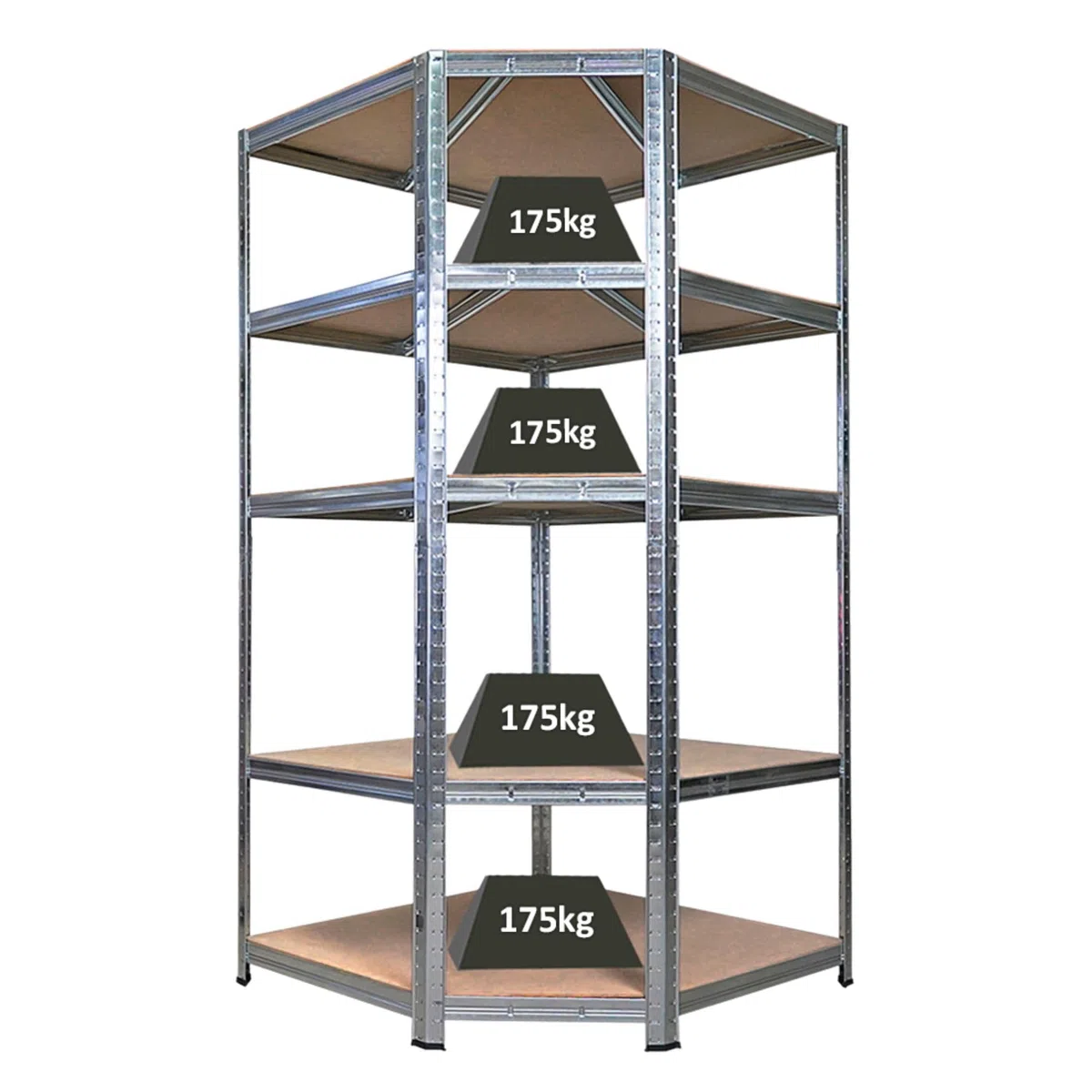 PROREGAL Etagère d'angle Ragnar | HxlxP 180x90x60cm | Charge Totale de 875kg | Galvanisée | Étagère de Cave, étagère enfichable
