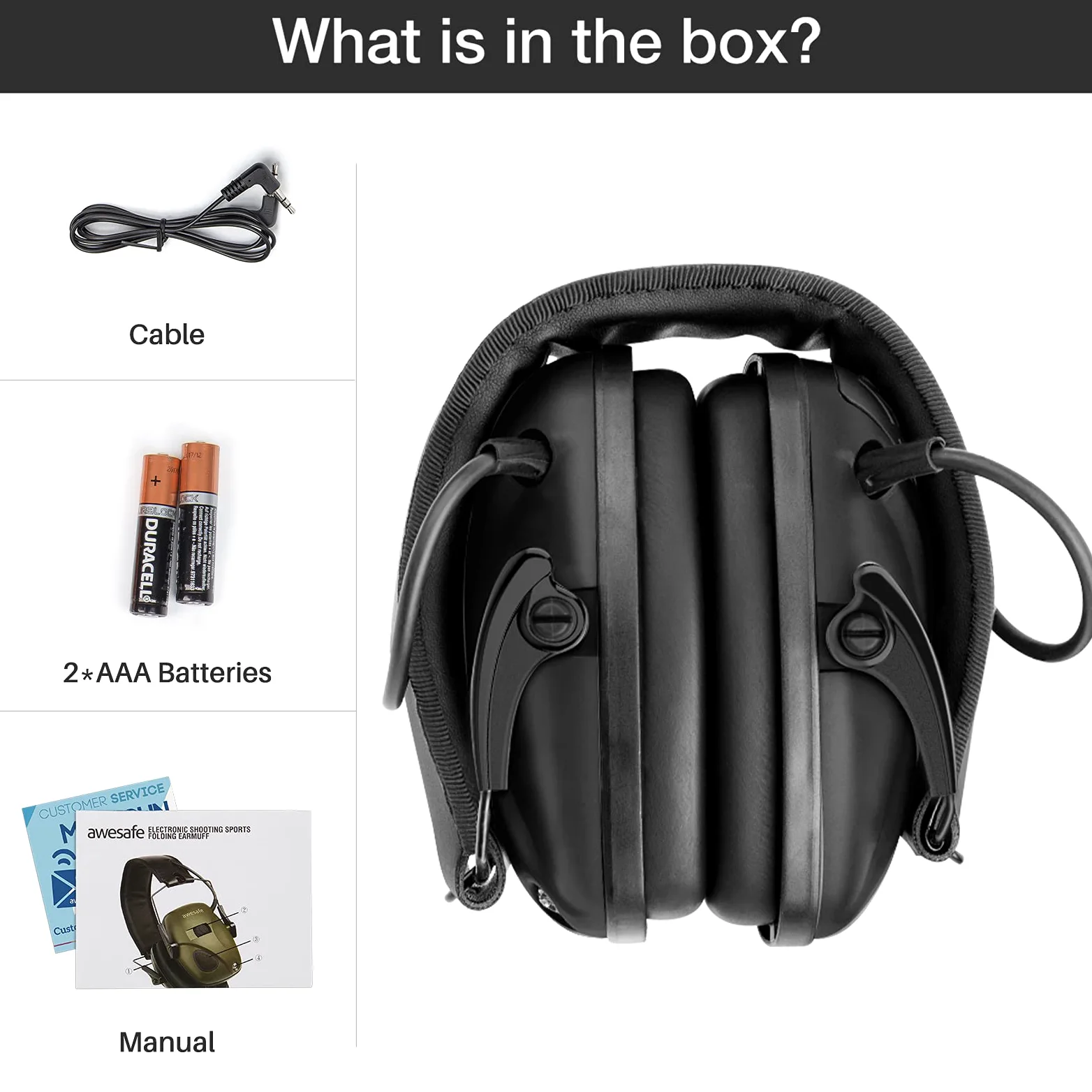awesafe Casque de tir antibruit électronique GF01 Réduction du Bruit Maximisation du Son Sécurité Electronique Casque antibruit, Protection Auditive,Idéal pour Le Tir et la Chasse
