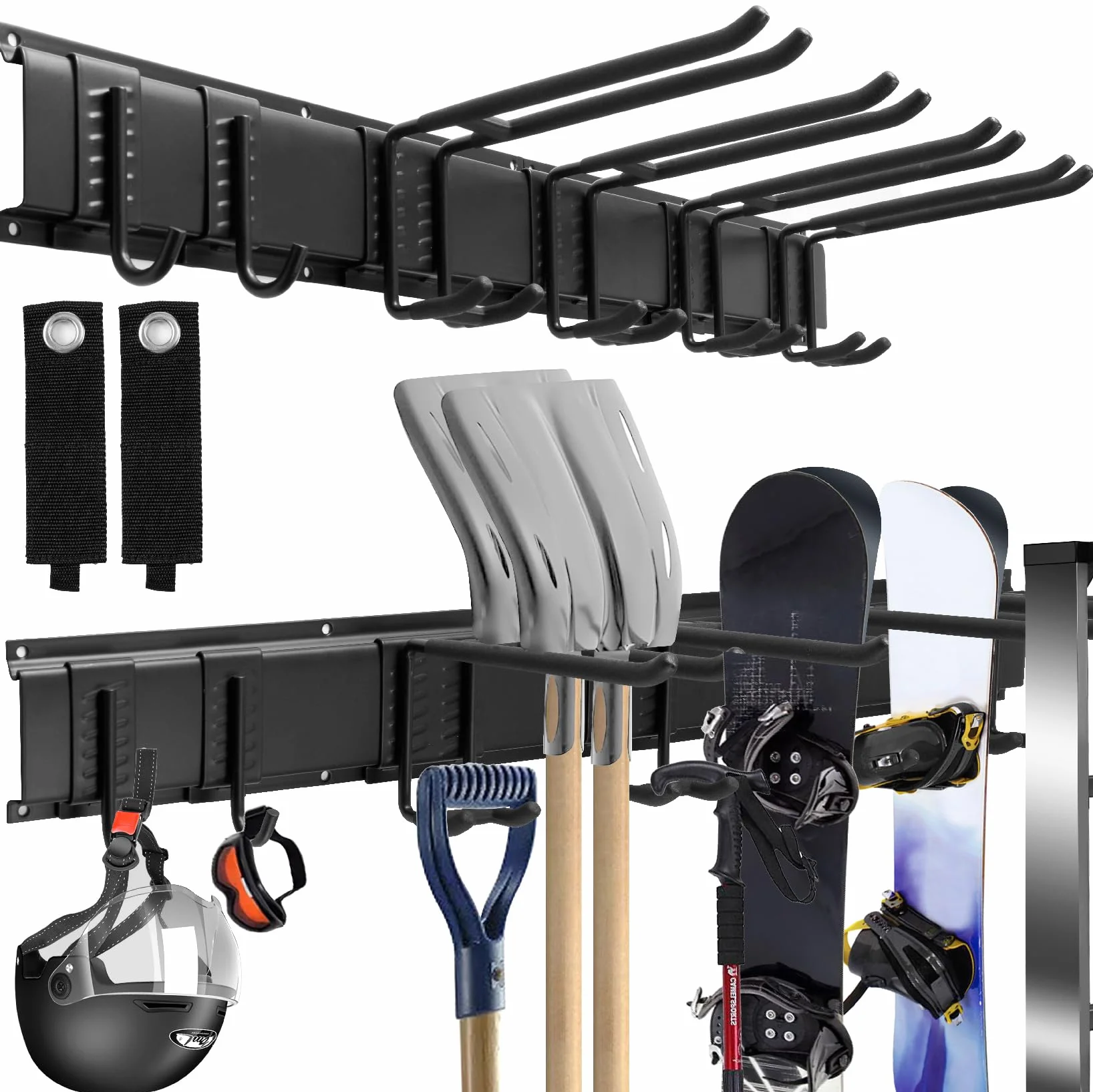 Sinoer Panier mural de gestion d'outils de garage, support métallique pour outils de jardin, rangement outils，range outils de jardin，accroche balai ，support outils mural，32 pouces 6 crochets