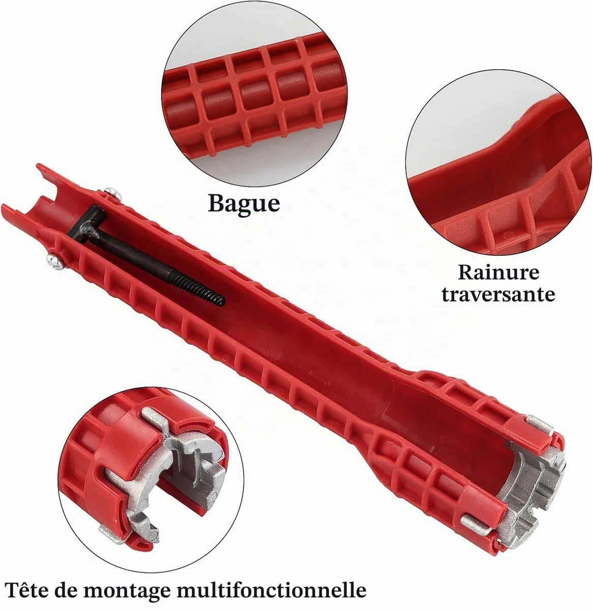 Clé de robinet 8 en 1, clé robinet salle bain 8 en 1, Clé outillage plomberie, 34 mm, 40 mm, Outil multifonction pour installation de robinet - Pour lavabo, salle de bain, cuisine