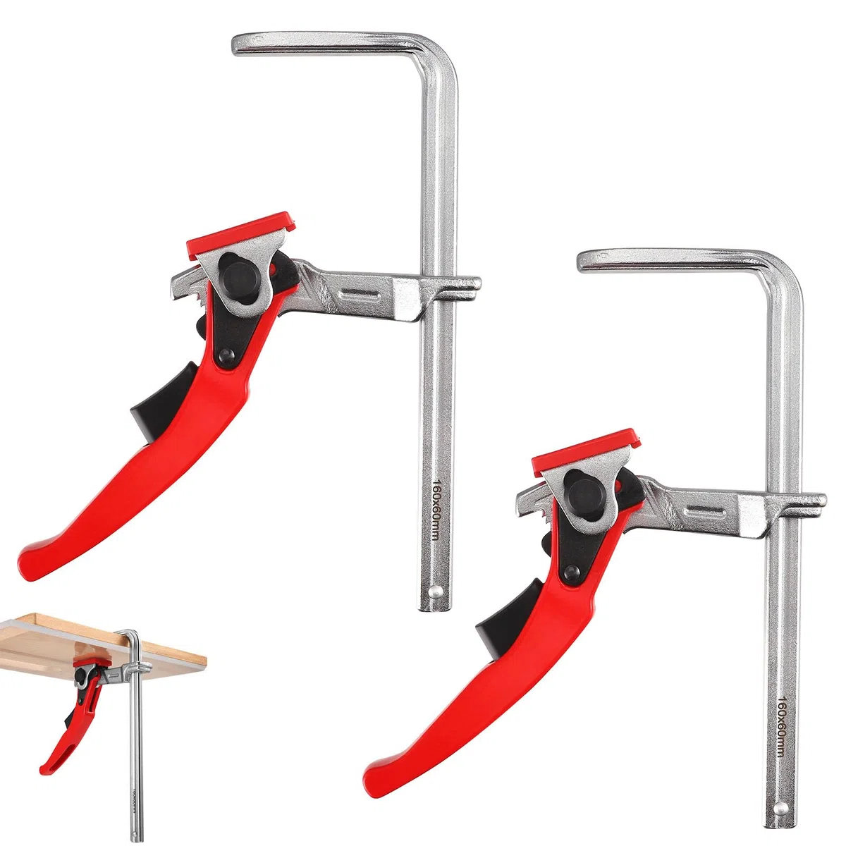 2 Pièces Serre Joint, Serre Joint Rail de Guidage Menuisier avec Capacité de 160mm et Profondeur de Gorge de 60mm Pince de Serrage à Dégagement Rapide Ponçage Meulage et Coupe