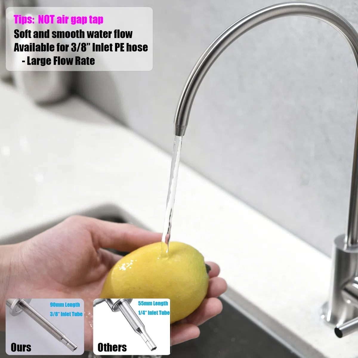 Havin RO Robinet de filtre à eau, robinet d'eau potable compatible avec la plupart des systèmes de filtration d'eau, robinet à osmose inverse de cuisine, robinet d'évier de bar, robinet filtrant,