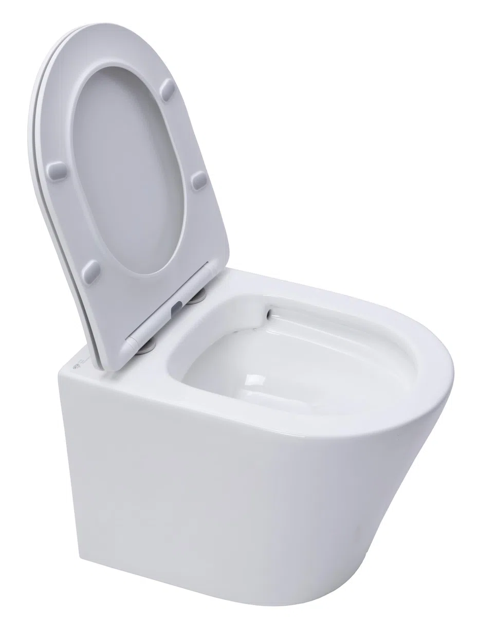 Swiss Aqua Technologies | WC Suspendu Infinitio Sans Bride | Fixations Invisibles et Abattant Frein de Chute Infinitiorimless | Céramique Blanche