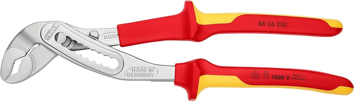KNIPEX Alligator Pince multiprise sur carte LS chromée isolées par gaines bi-matière, certifiées VDE 250 mm, 88 06 250 SB